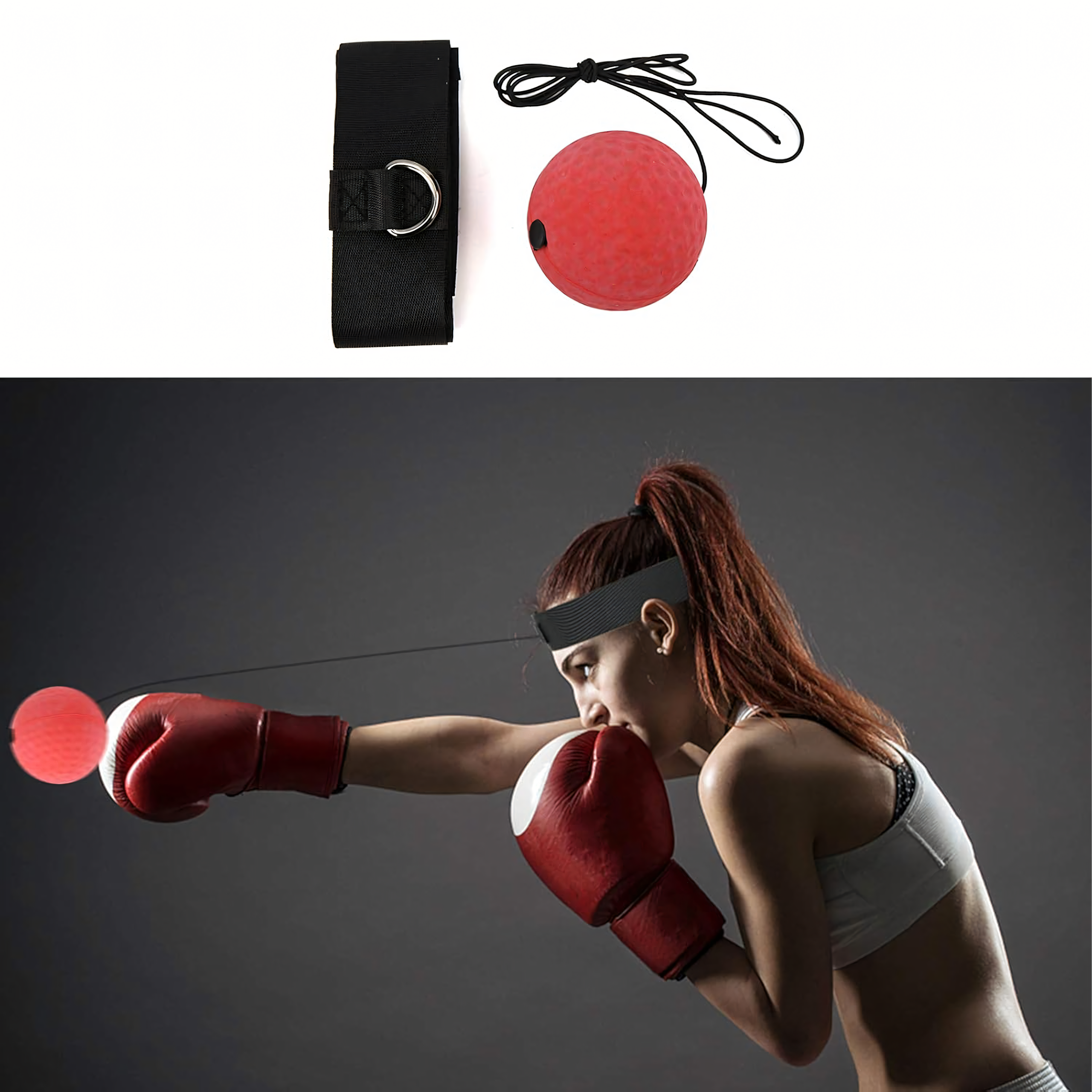 Piłka Refleksowa Refleksówka Bokserska do Treningu na Głowę Gruszka - obrazek 4