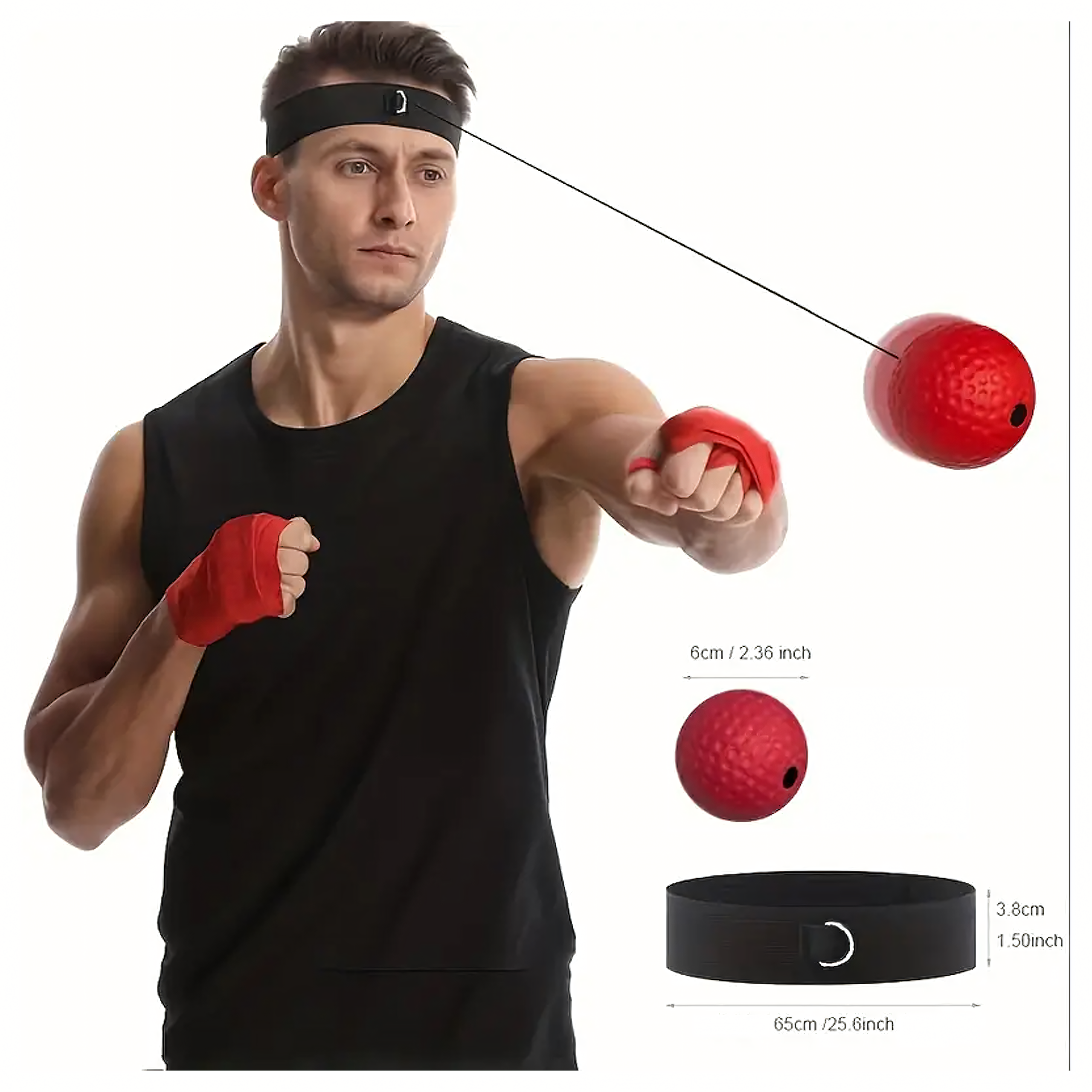 Piłka Refleksowa Refleksówka Bokserska do Treningu na Głowę Gruszka - obrazek 5