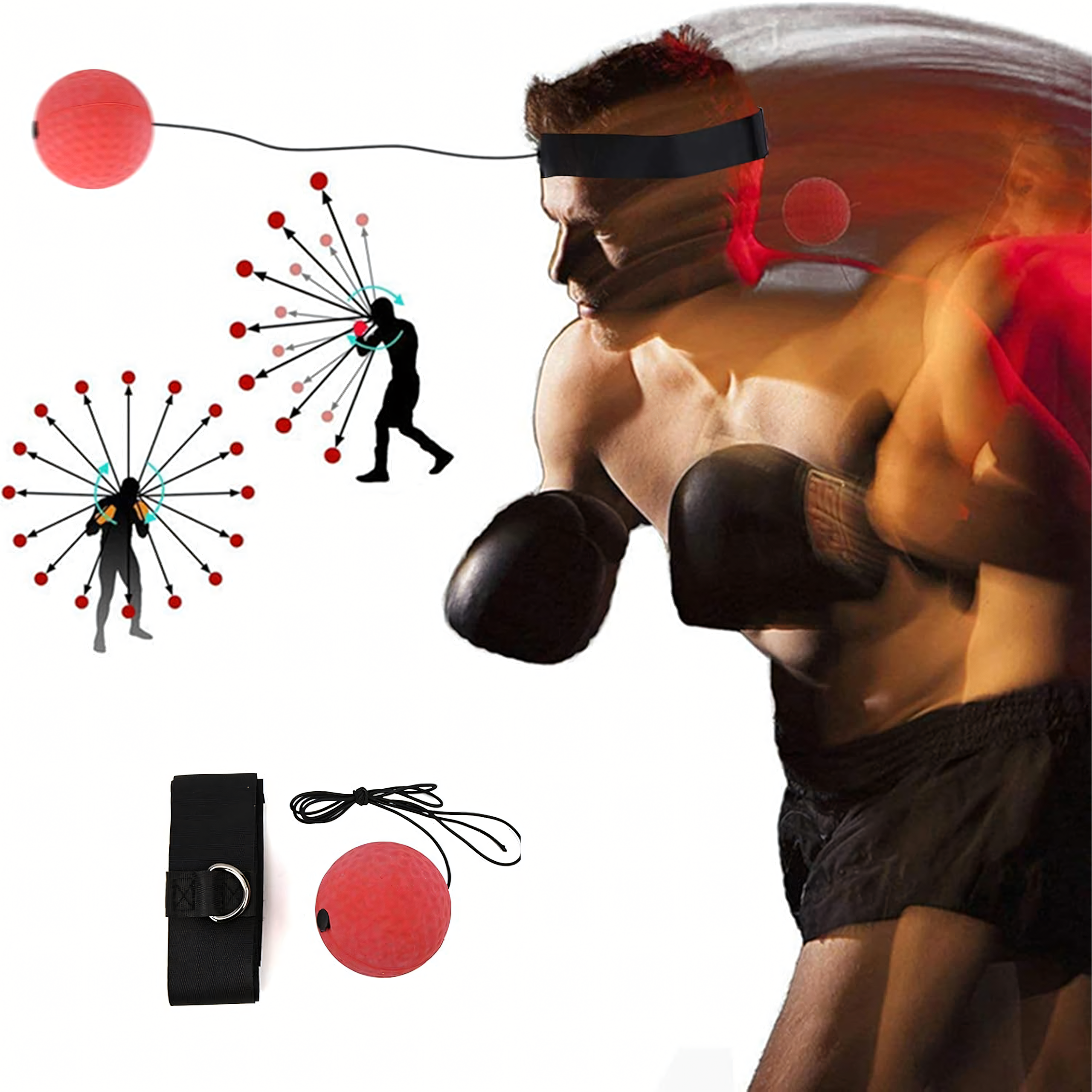 Piłka Refleksowa Refleksówka Bokserska do Treningu na Głowę Gruszka - obrazek 6