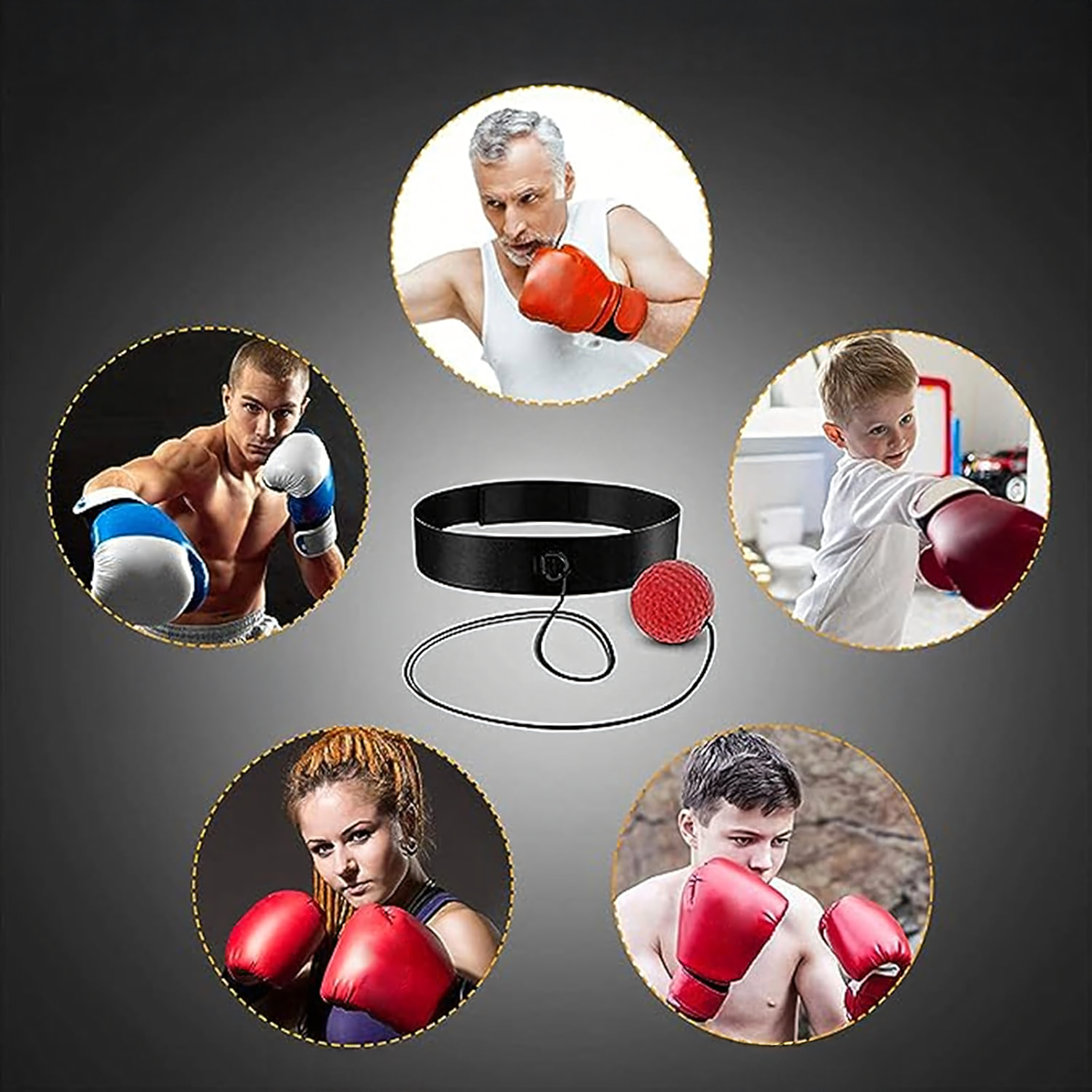 Piłka Refleksowa Refleksówka Bokserska do Treningu na Głowę Gruszka - obrazek 9