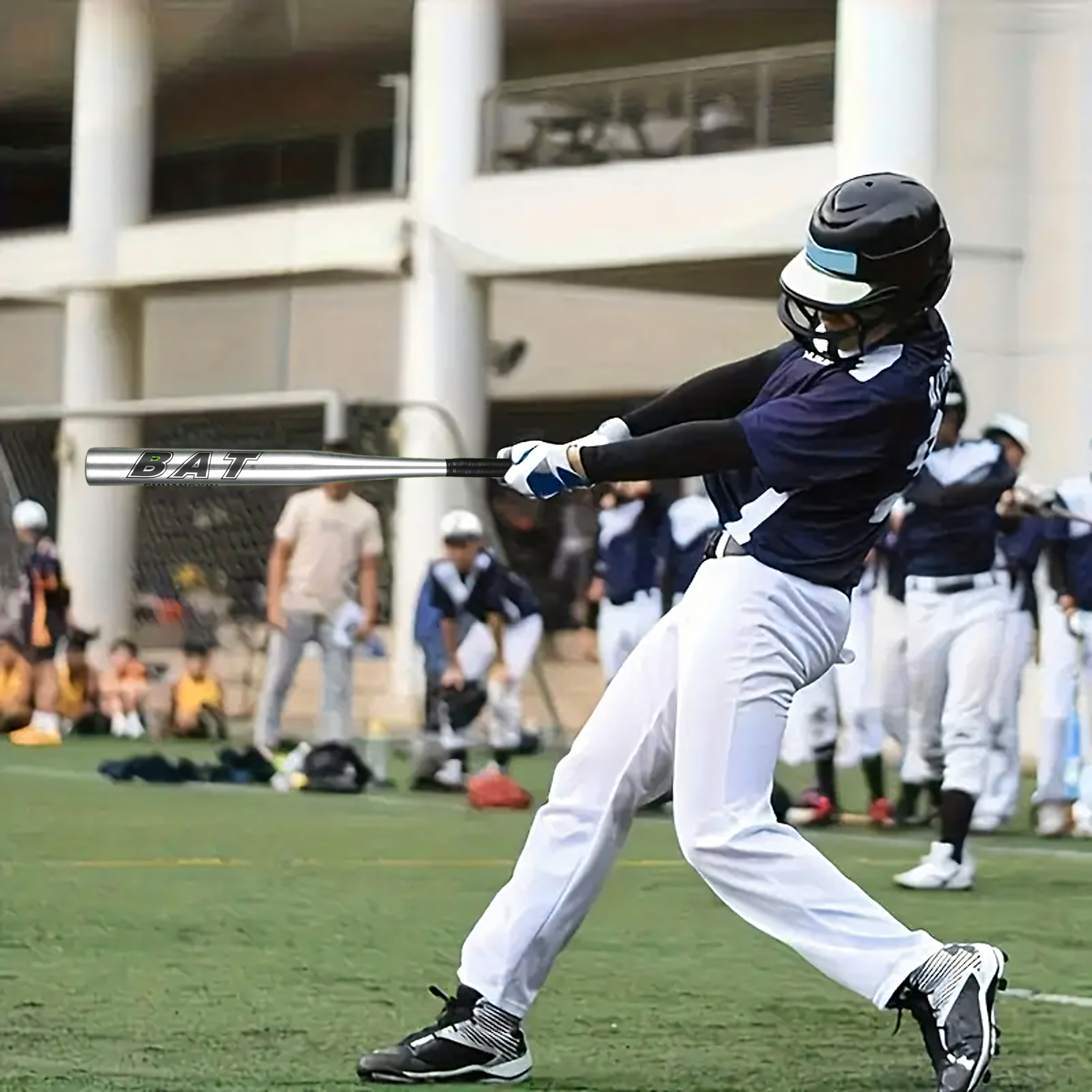 Kij Baseballowy Bejsbolowy Bat Aluminiowy 25" 64cm Mocny Treningowy Srebrny - obrazek 10