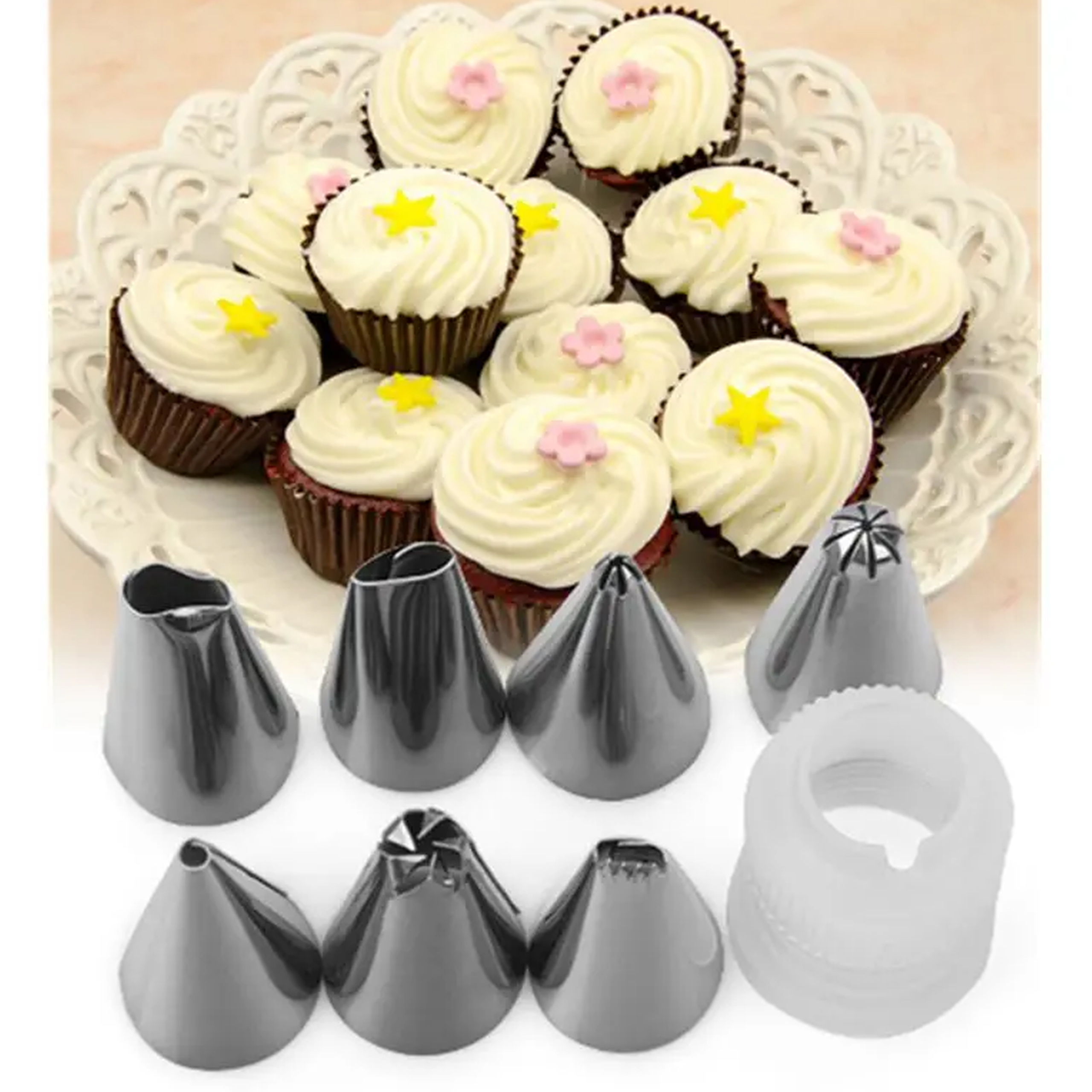 ZESTAW DUŻE TYLKI CUKIERNICZE 8x DO DEKORACJI TORTÓW I CIAST + ADAPTER - obrazek 5