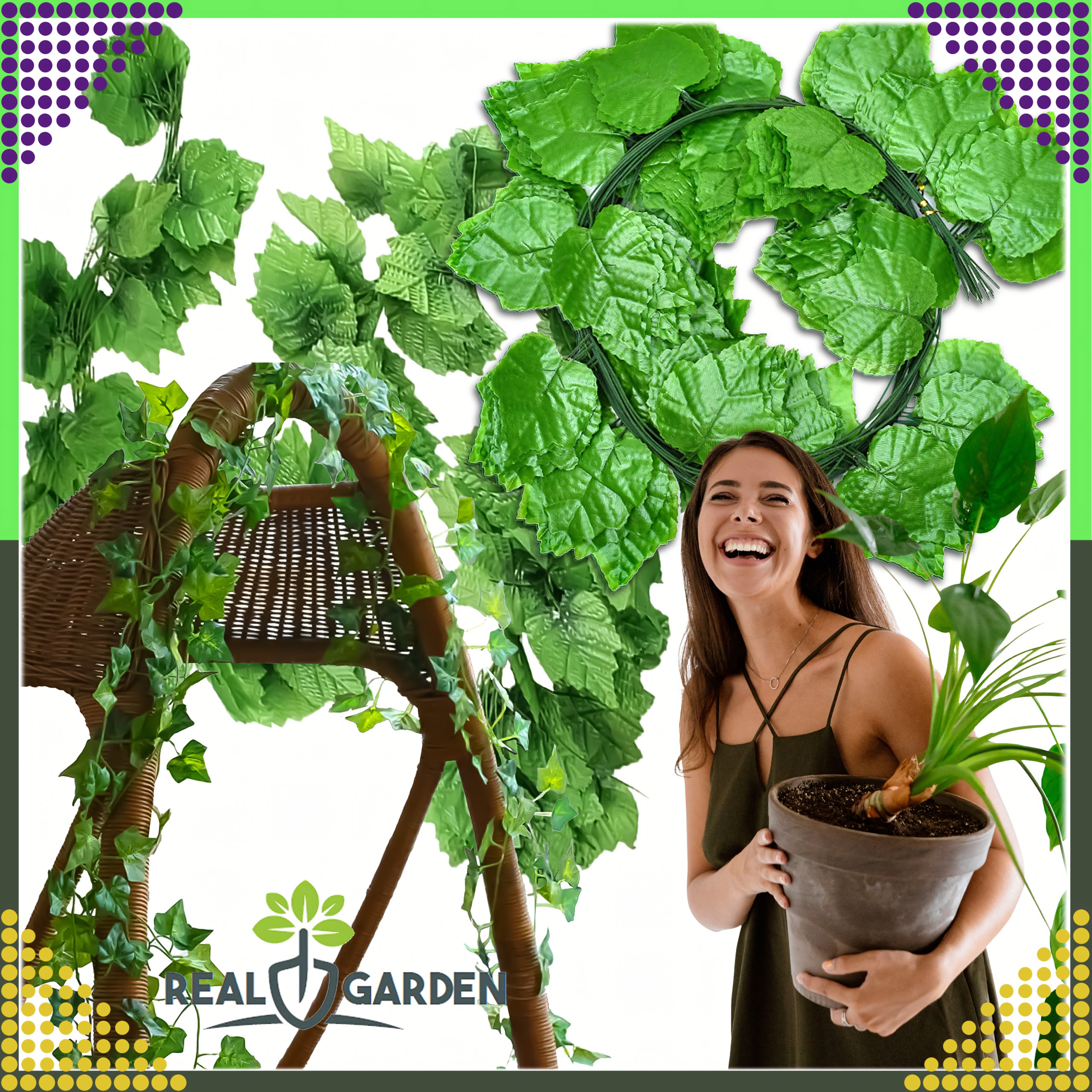 12x Sztuczny Bluszcz na Ścianę Balkon Roślina Liście Wisząca Dekoracje 27m - obrazek 4