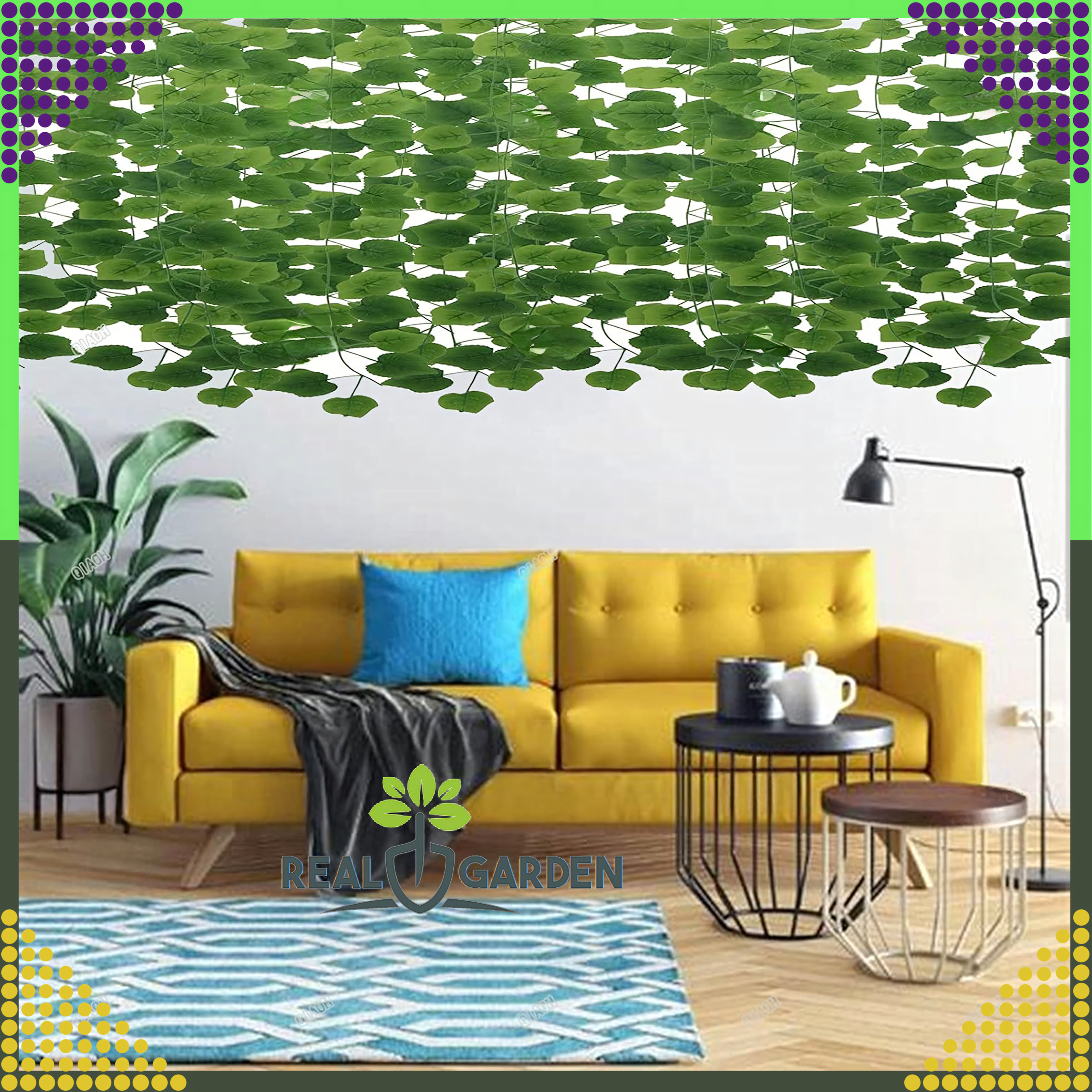 12x Sztuczny Bluszcz na Ścianę Balkon Roślina Liście Wisząca Dekoracje 27m - obrazek 9