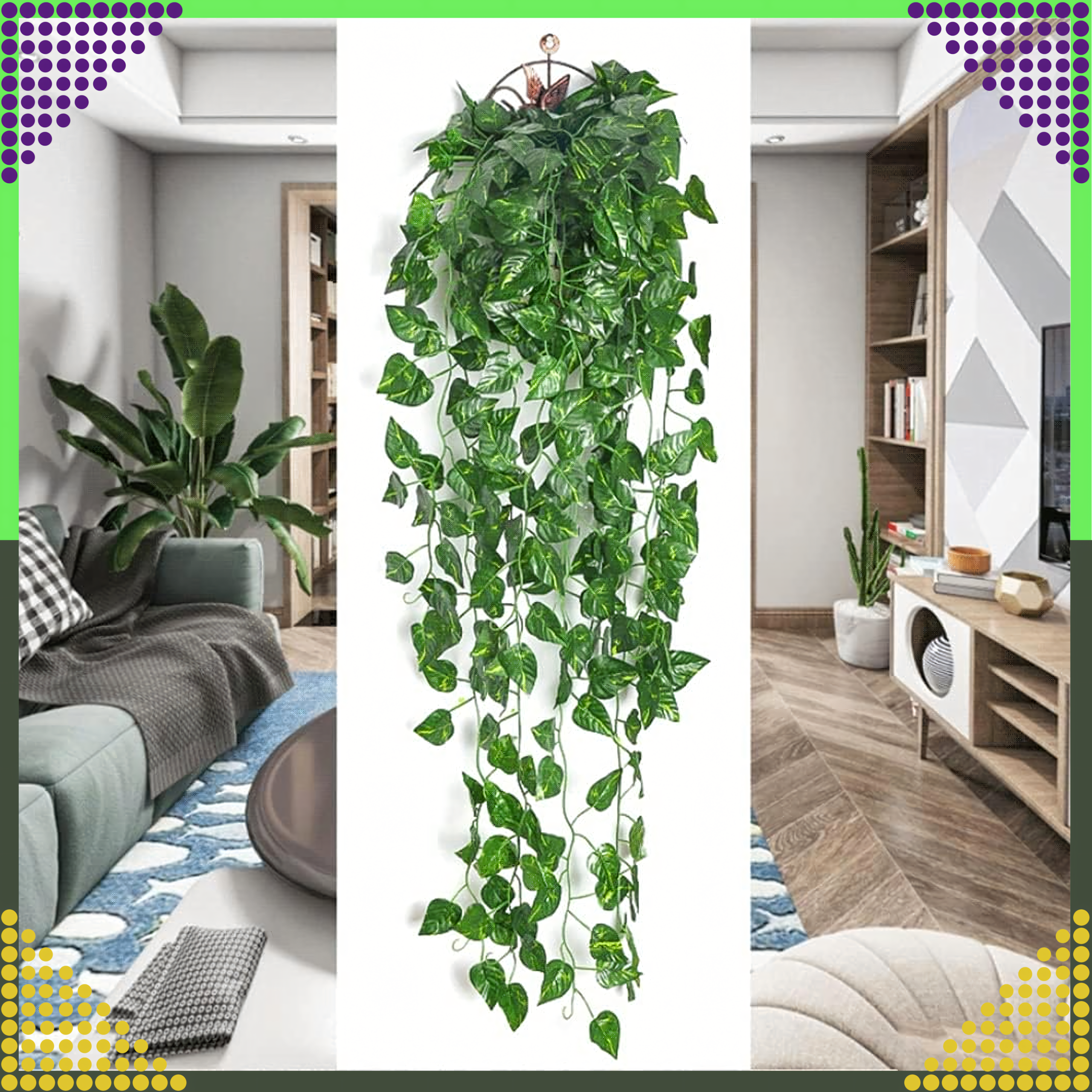 5x Sztuczny Bluszcz na Ścianę Balkon Roślina Liście Wisząca Dekoracje 11,5m - obrazek 10