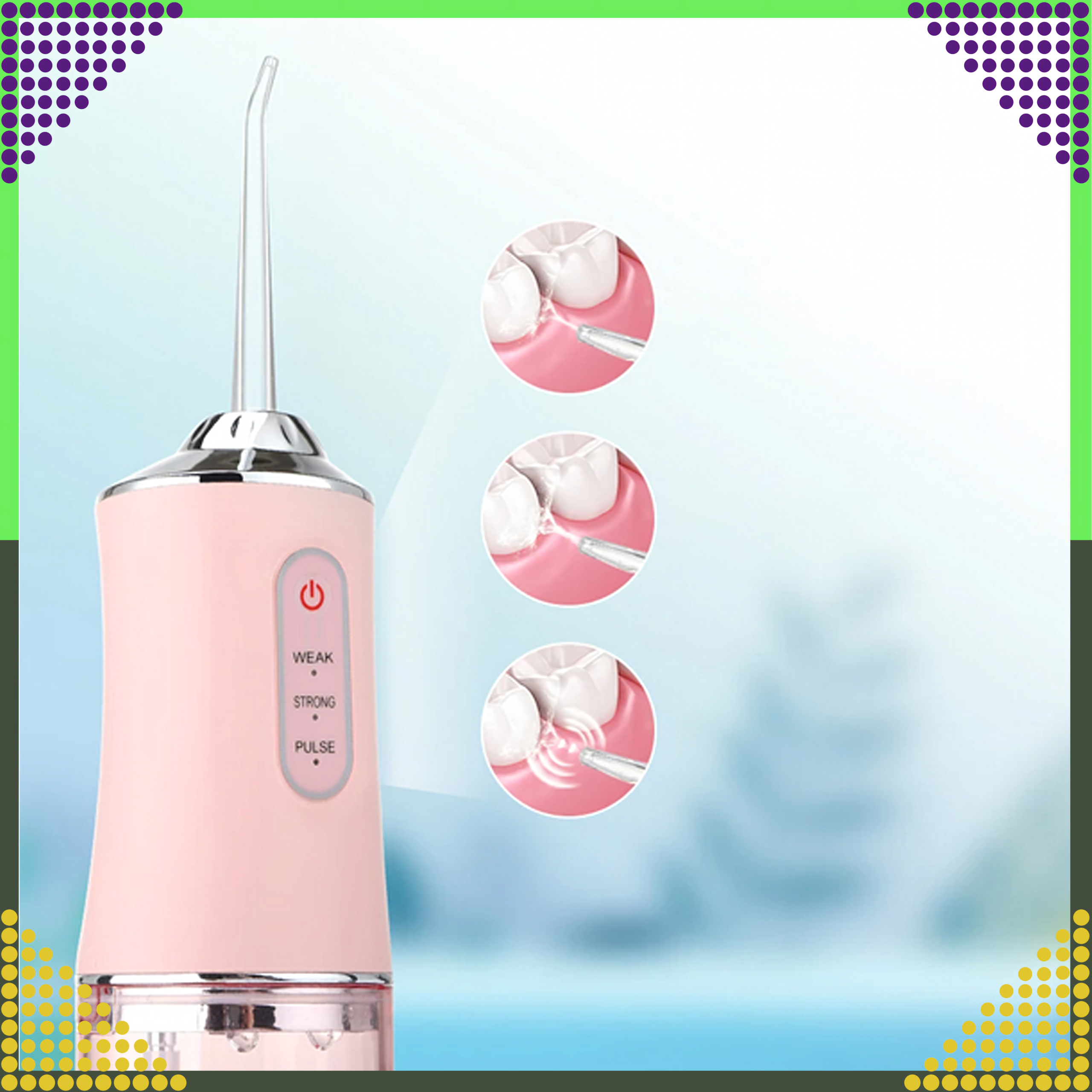 Irygator do Zębów Bezprzewodowy Dentystyczny Mocny 4 Dysze 3 Tryby 220 ml - obrazek 3