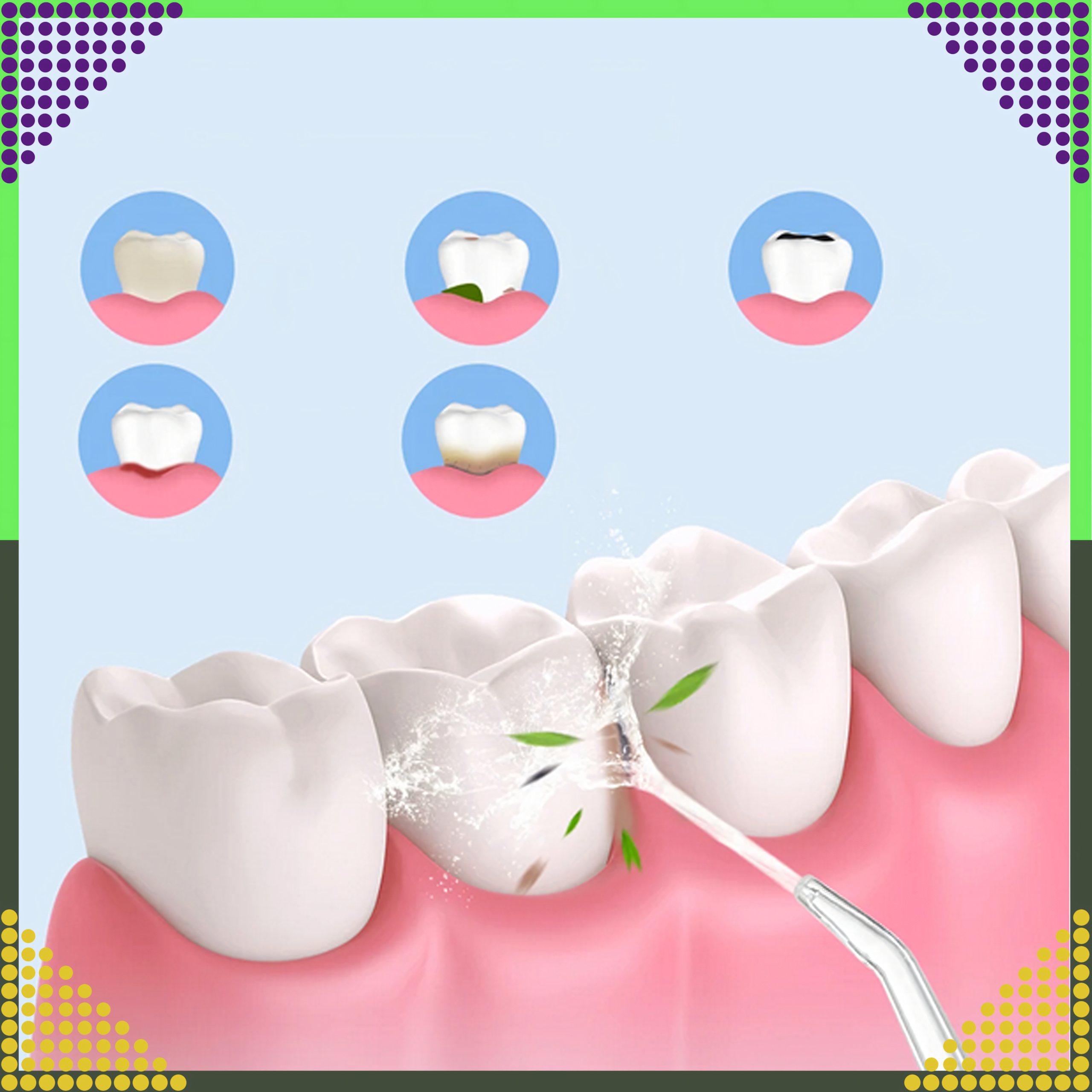 Irygator do Zębów Bezprzewodowy Dentystyczny Mocny 4 Dysze 3 Tryby 220 ml - obrazek 4