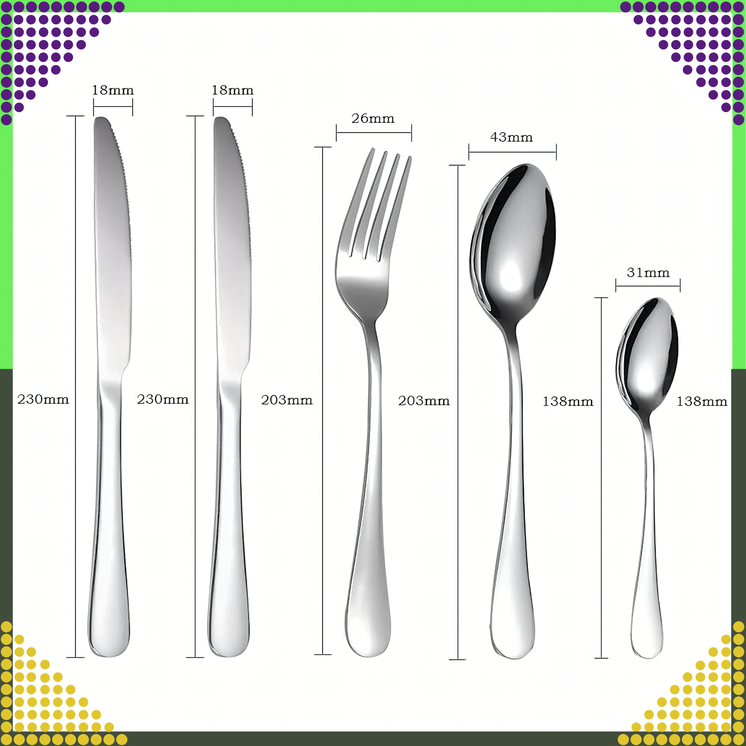 Zestaw Sztućców Nierdzewne Stalowe Srebrne 5 szt na Kemping Grill Survival - obrazek 3