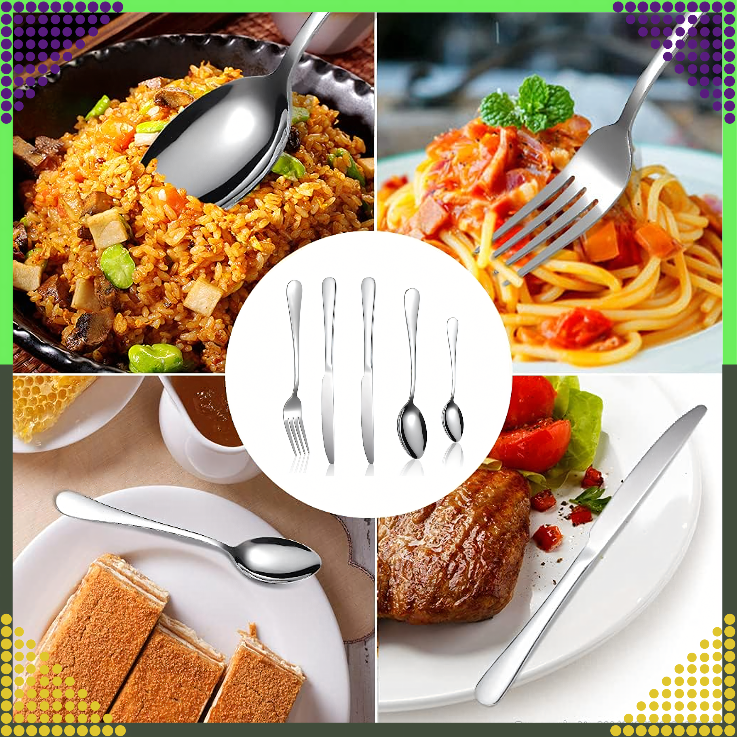 Zestaw Sztućców Nierdzewne Stalowe Srebrne 5 szt na Kemping Grill Survival - obrazek 5