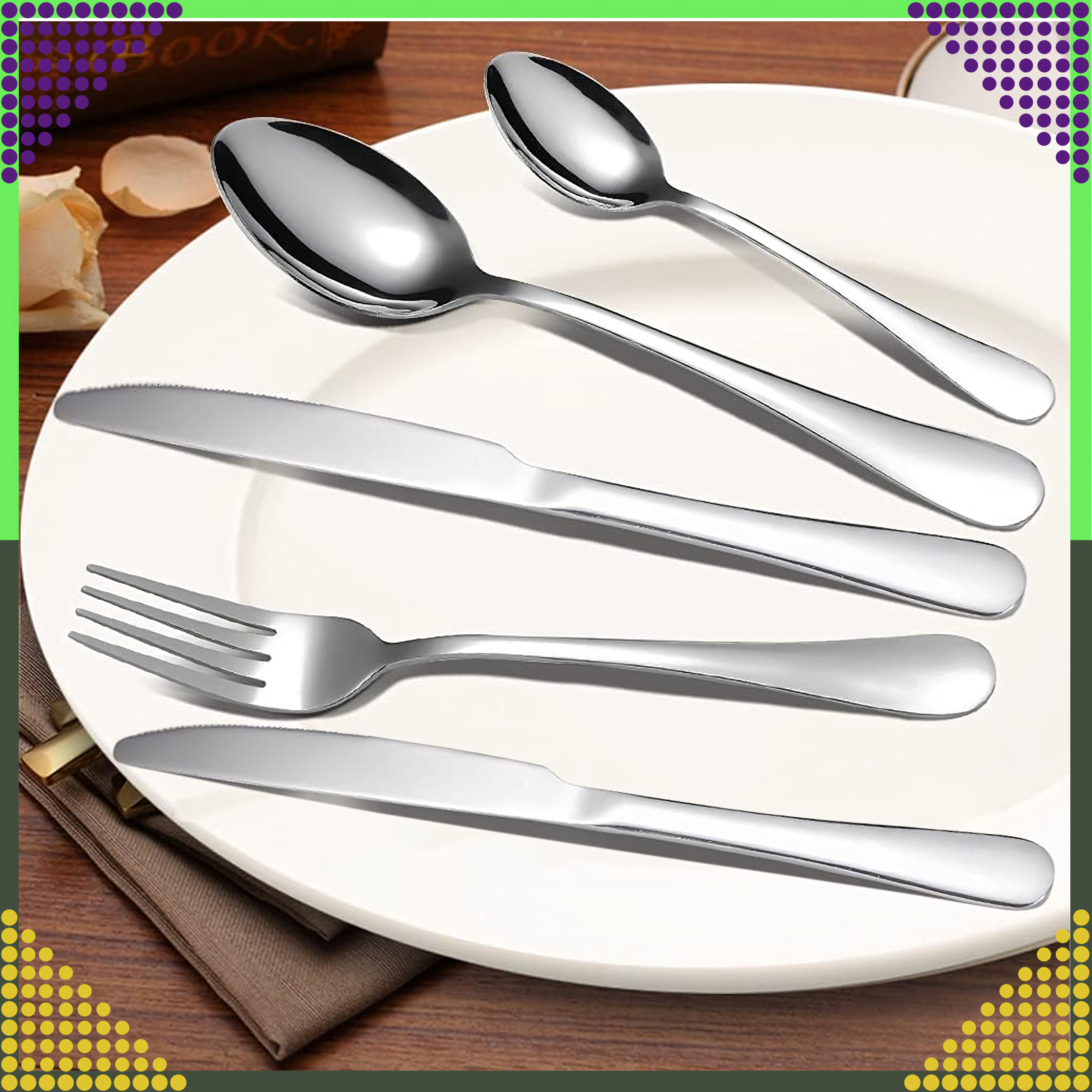 Zestaw Sztućców Nierdzewne Stalowe Srebrne 5 szt na Kemping Grill Survival - obrazek 7