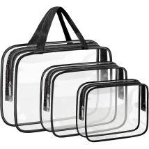 ZESTAW KOSMETYCZKA 3 SZTUKI DAMSKA MĘSKA PODRÓŻNA TURYSTYCZNA PRZEŹROCZYSTA