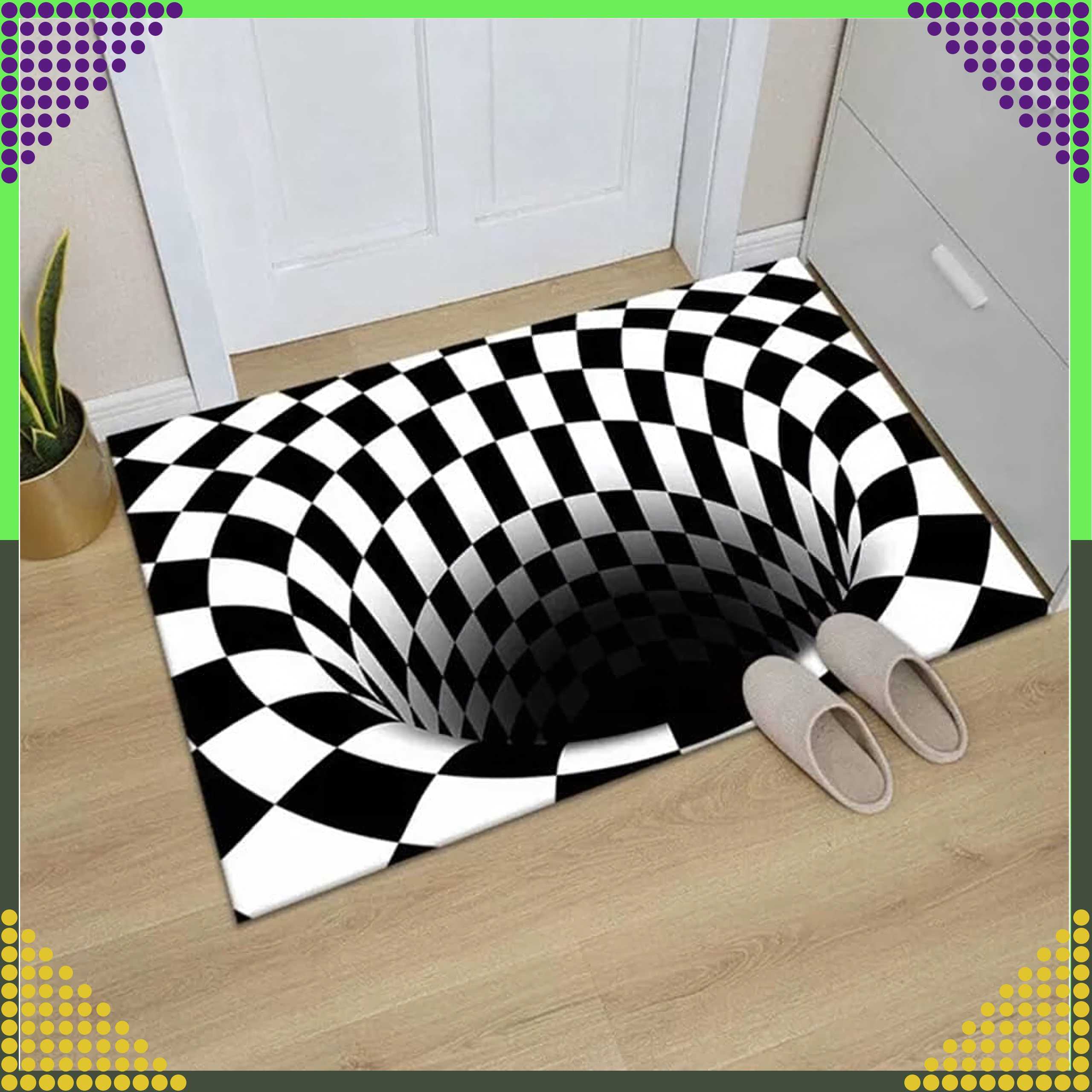 Chodnik Dywanik Mata Wycieraczka z Efektem 3D Iluzja Biała Dziura 60x90 CM - obrazek 3