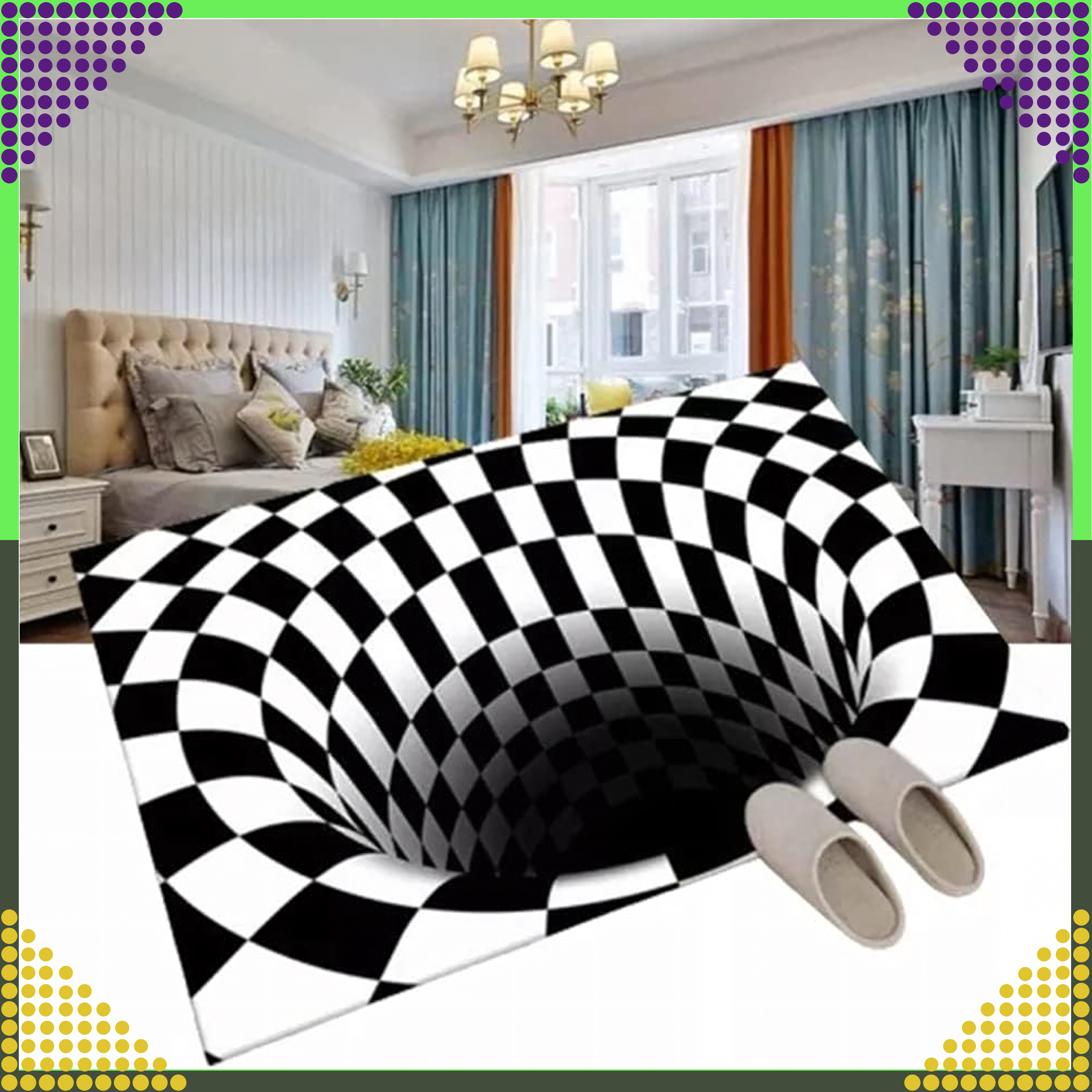 Chodnik Dywanik Mata Wycieraczka z Efektem 3D Iluzja Biała Dziura 60x90 CM - obrazek 6