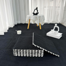 12x Puzzle Piankowe EVA Mata Pluszowa Dywan Podłogowa Czarne 30x30cm