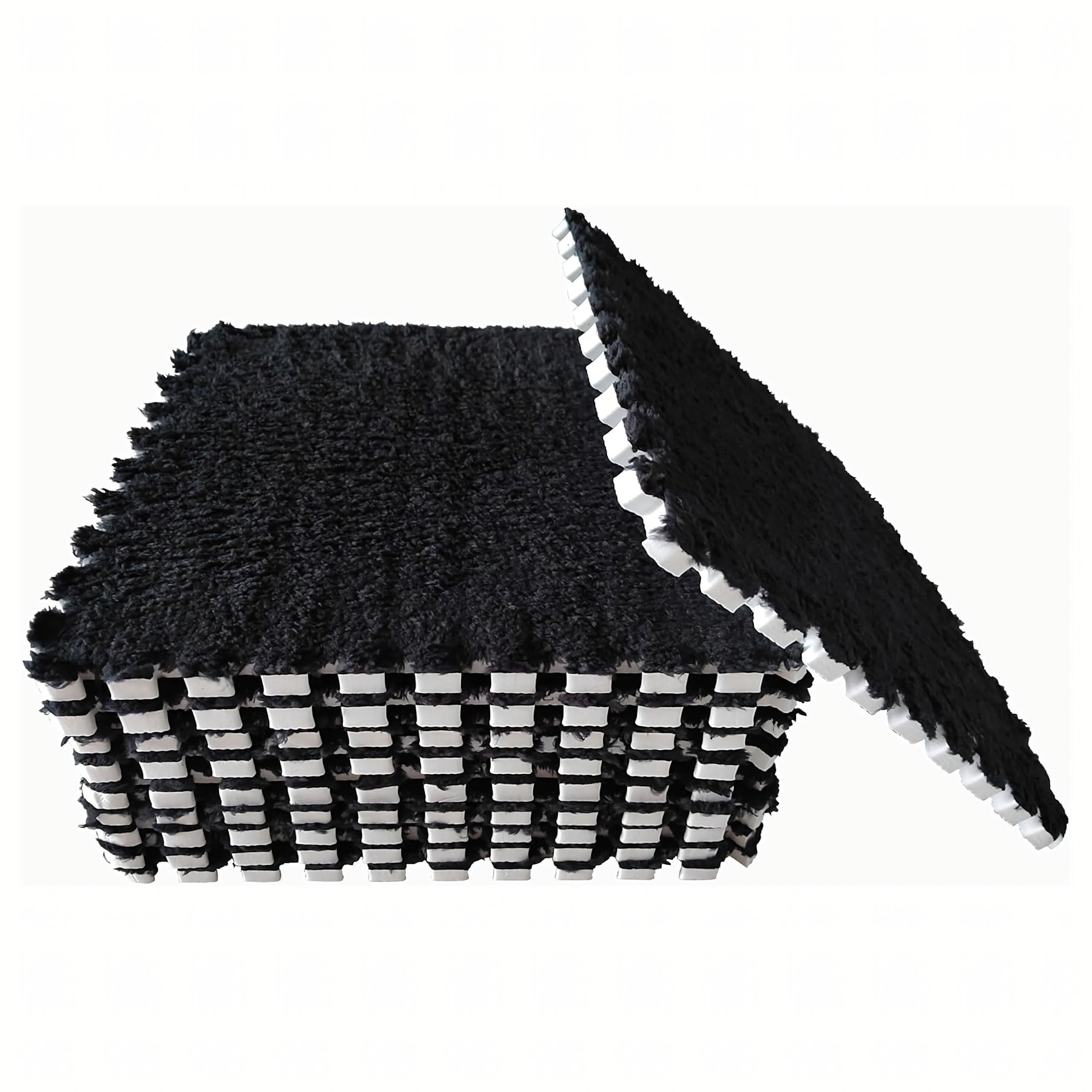 12x Puzzle Piankowe EVA Mata Pluszowa Dywan Podłogowa Czarne 30x30cm - obrazek 7