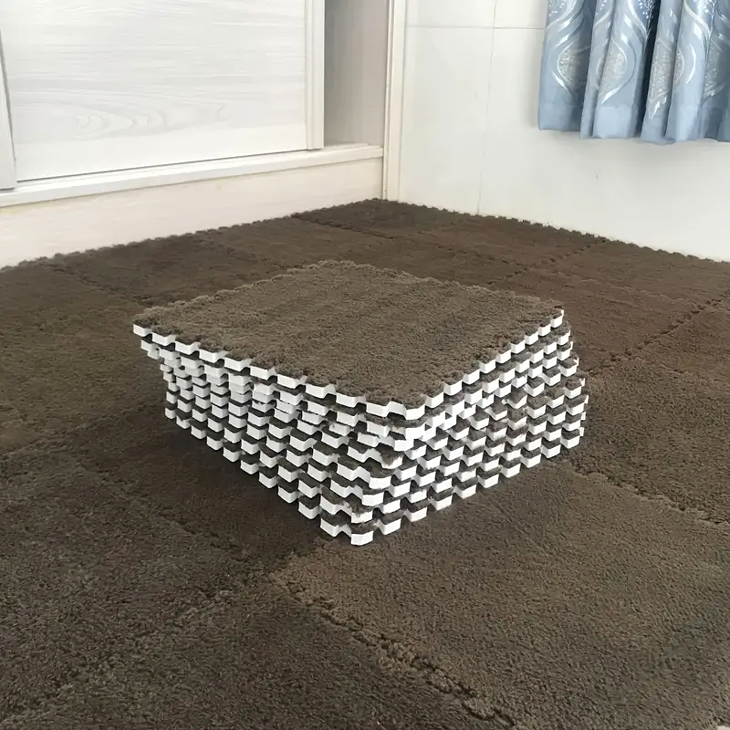 12x Puzzle Piankowe EVA Mata Pluszowa Dywan Podłogowa Brązowe 30x30cm - obrazek 6