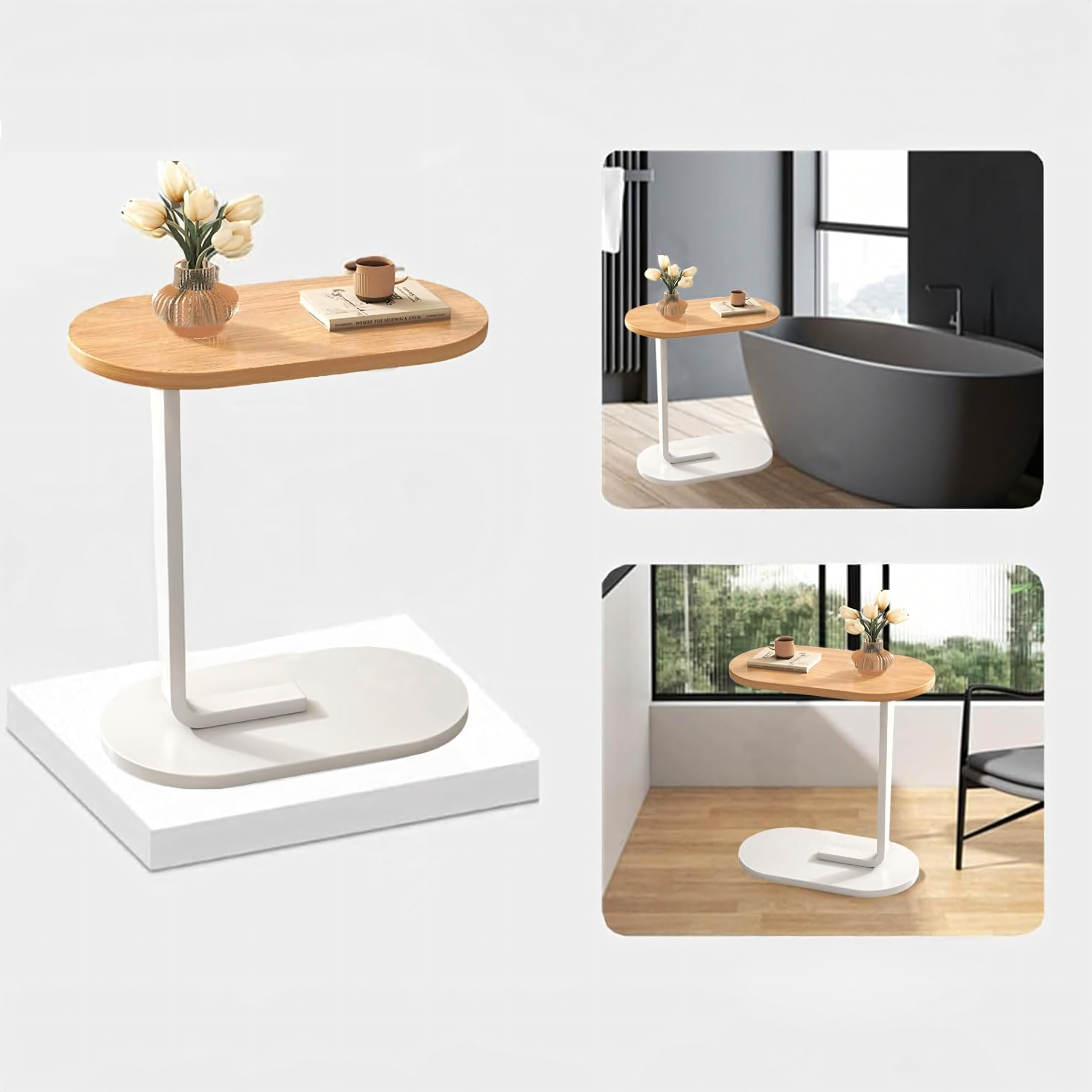 200x Stolik Kawowy na Kawę Boczny w Kształcie Litery C Nowoczesny do Salonu