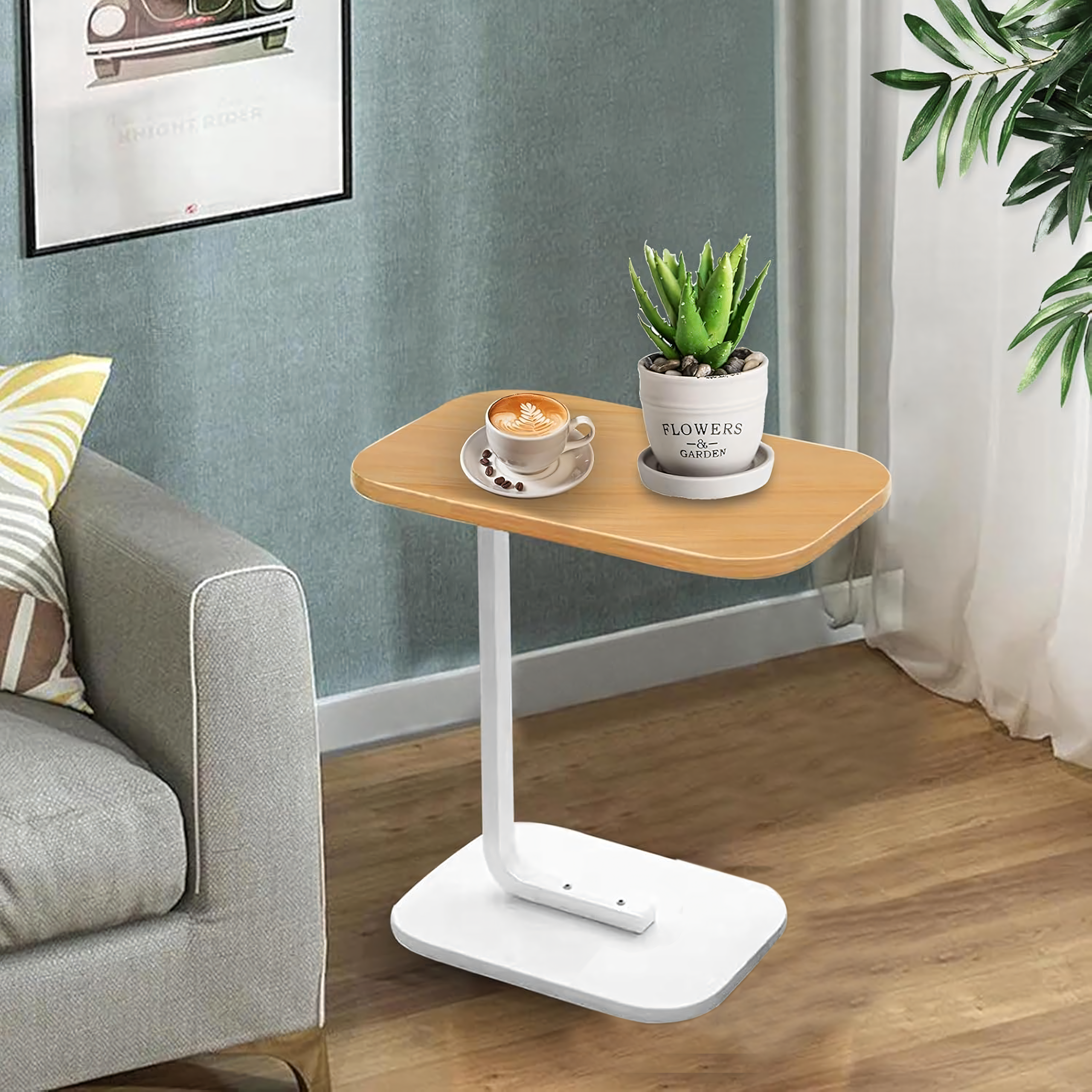 200x Stolik Kawowy na Kawę Boczny w Kształcie Litery C Nowoczesny do Salonu - obrazek 5