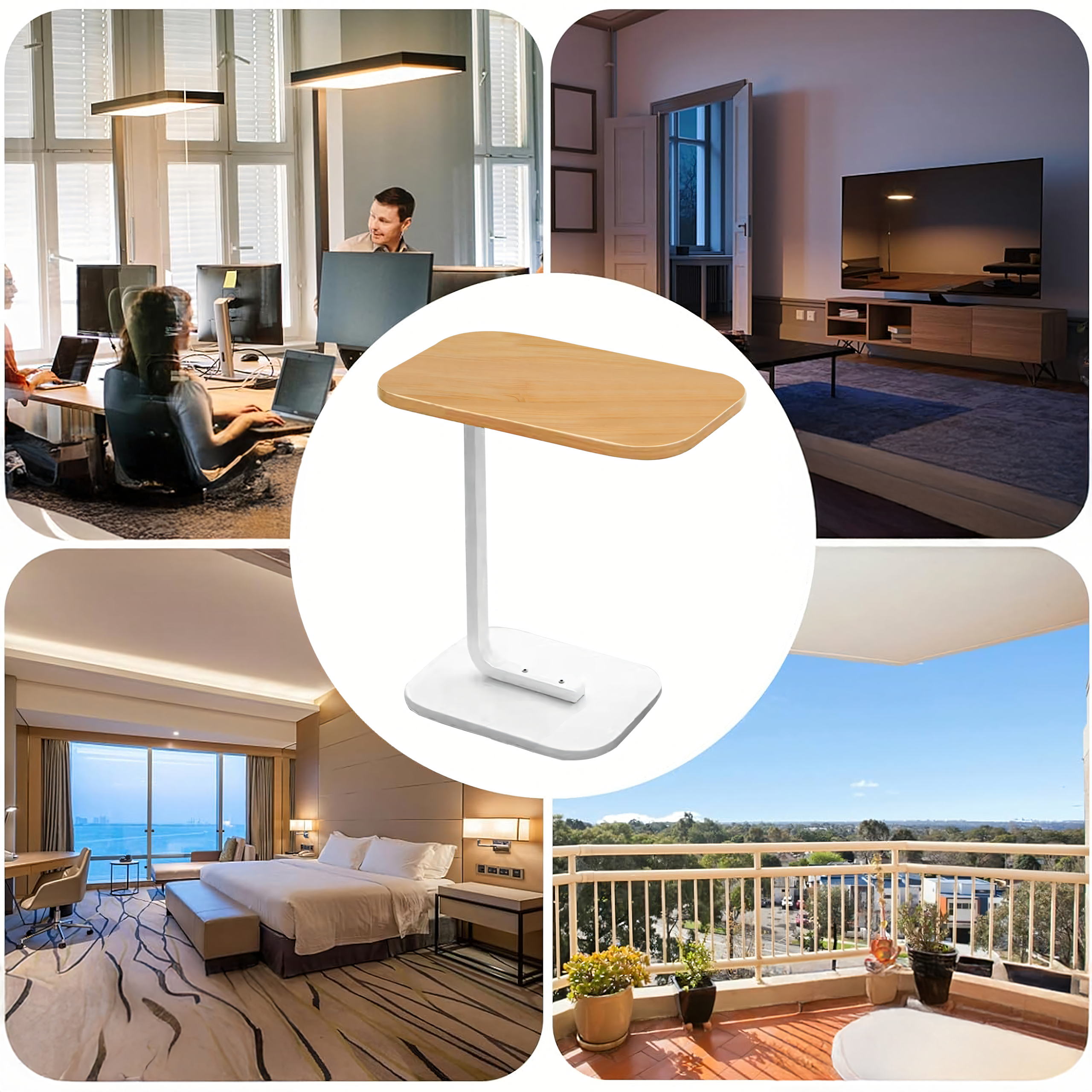 200x Stolik Kawowy na Kawę Boczny w Kształcie Litery C Nowoczesny do Salonu - obrazek 8