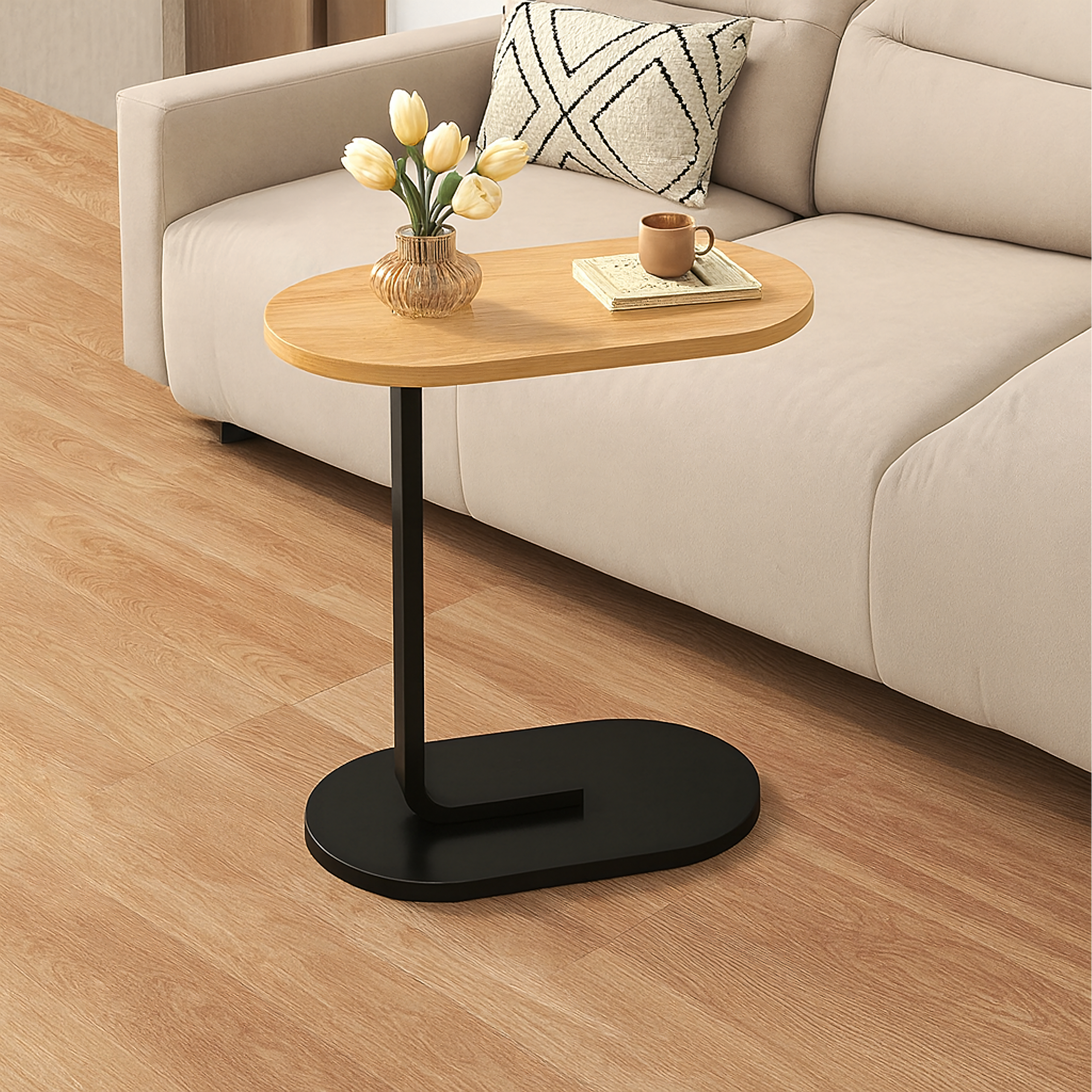 200x Stolik Kawowy na Kawę Boczny w Kształcie Litery C Nowoczesny do Salonu - obrazek 4