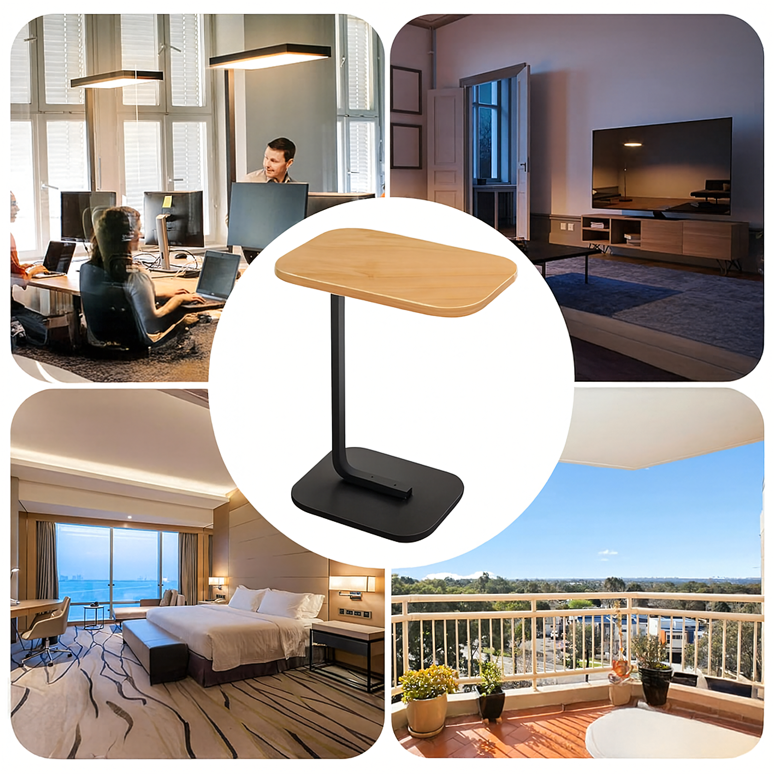 200x Stolik Kawowy na Kawę Boczny w Kształcie Litery C Nowoczesny do Salonu - obrazek 9