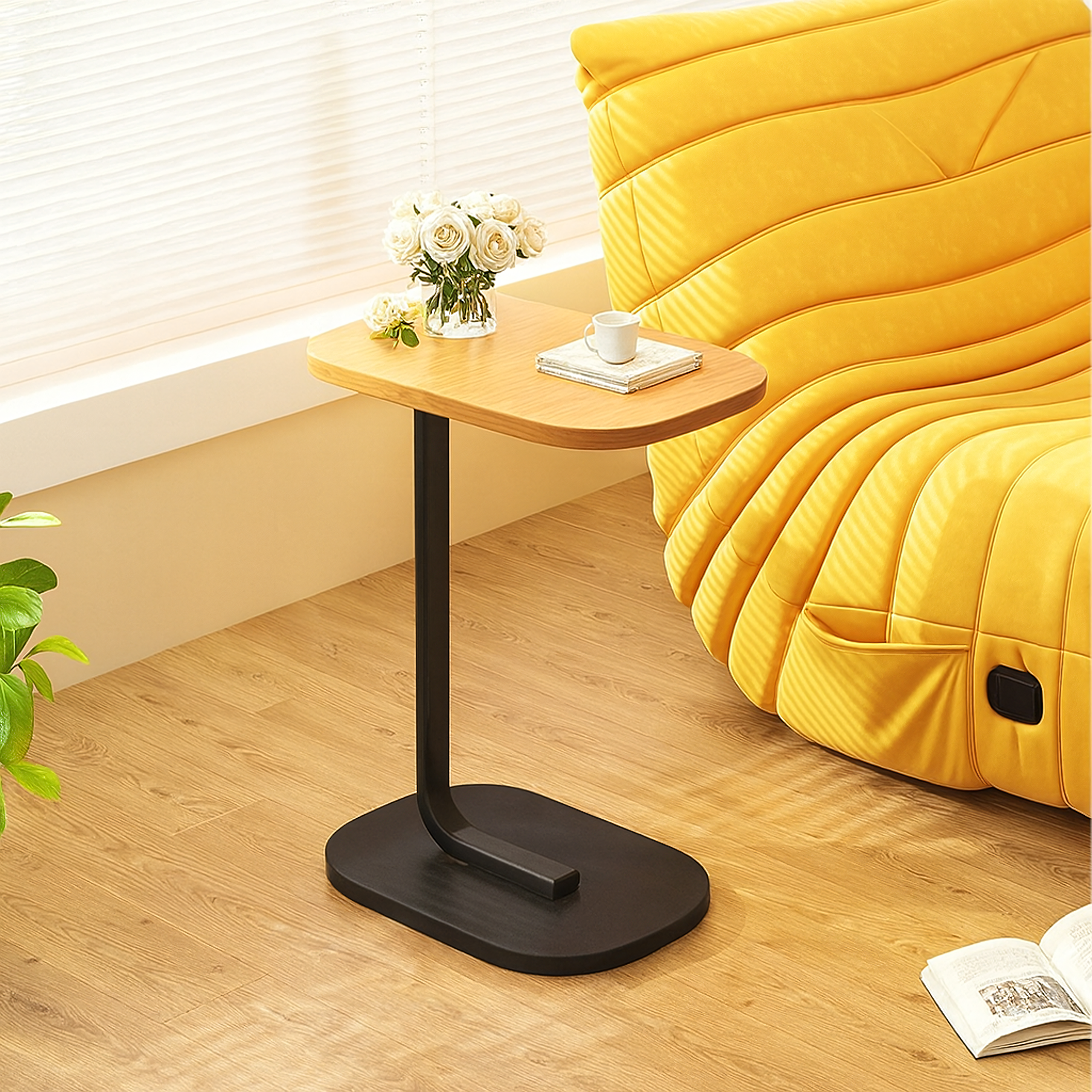 200x Stolik Kawowy na Kawę Boczny w Kształcie Litery C Nowoczesny do Salonu - obrazek 11