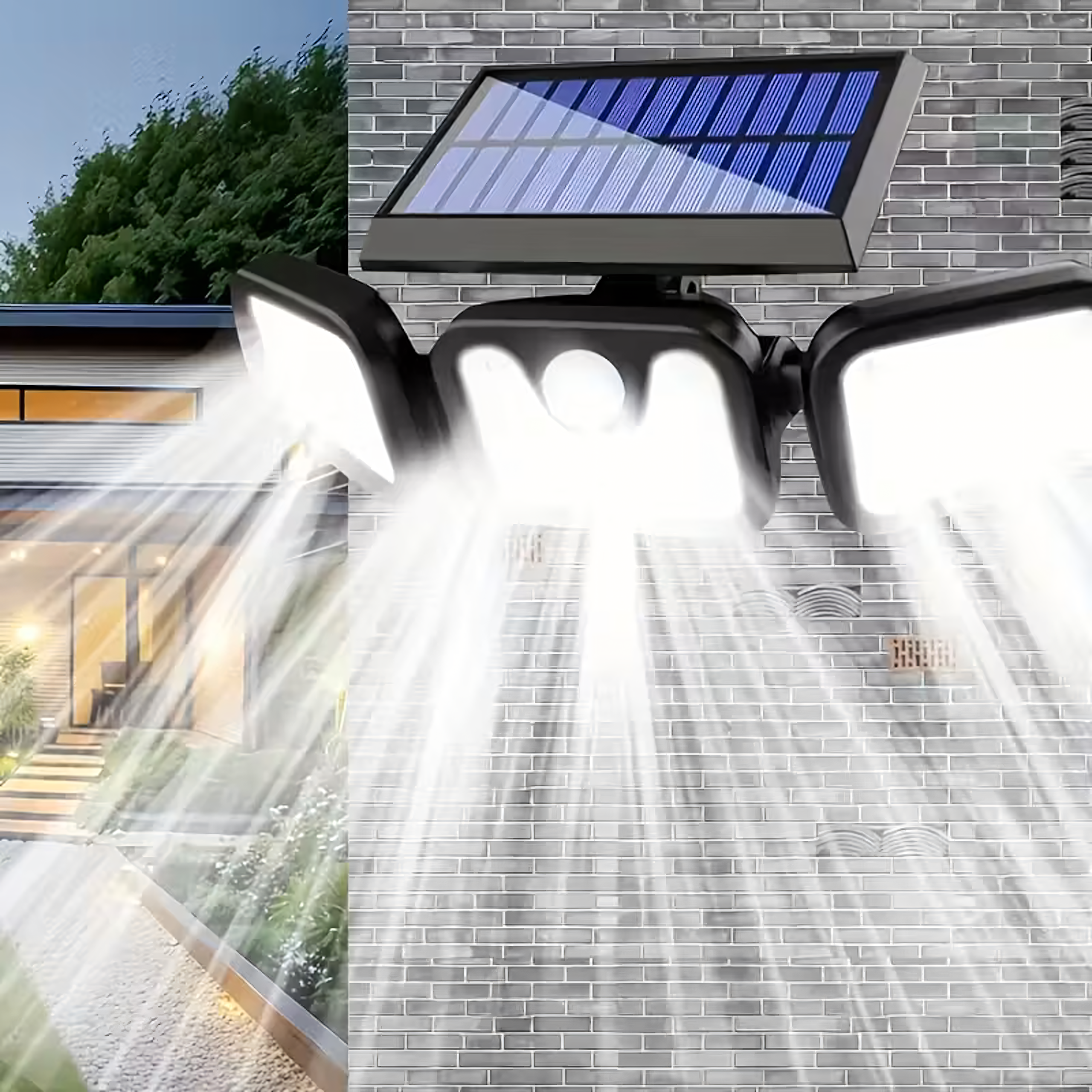 Lampa Solarna 74 Led 4w1 Zewnętrzna Uliczna Czujnik Ruchu Zmierzchu Mocna