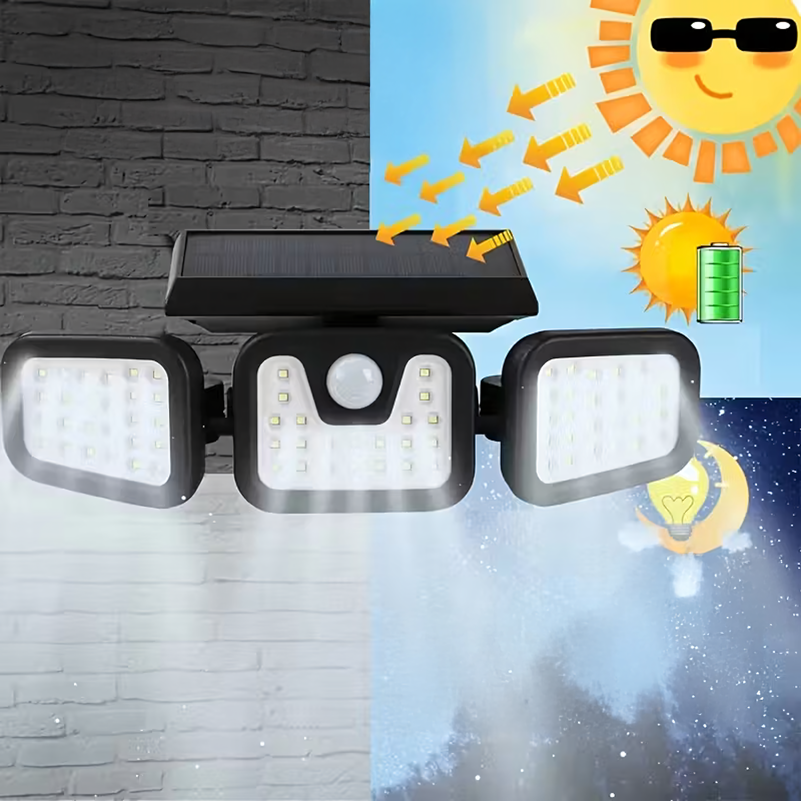 Lampa Solarna 74 Led 4w1 Zewnętrzna Uliczna Czujnik Ruchu Zmierzchu Mocna - obrazek 8