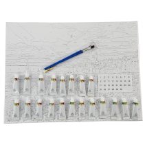 MALOWANIE PO NUMERACH OBRAZ Z RAMĄ DIY ZESTAW PĘDZLE FARBY PŁÓTNO 40×50