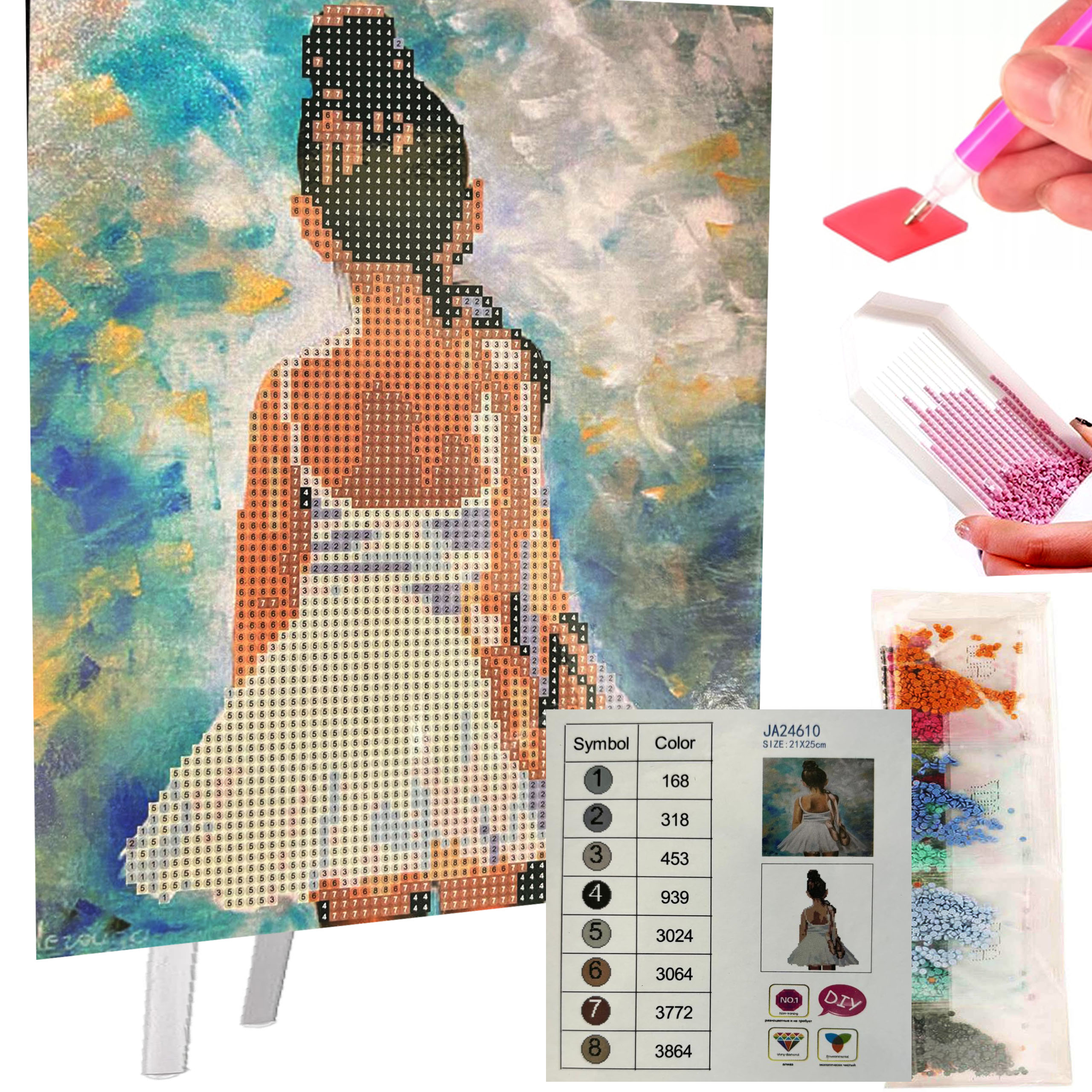 DIAMOND PAINTING HAFT DIAMENTOWY MOZAIKA ZESTAW SZTALUGA 21x25cm DLA DZIECI - obrazek 9