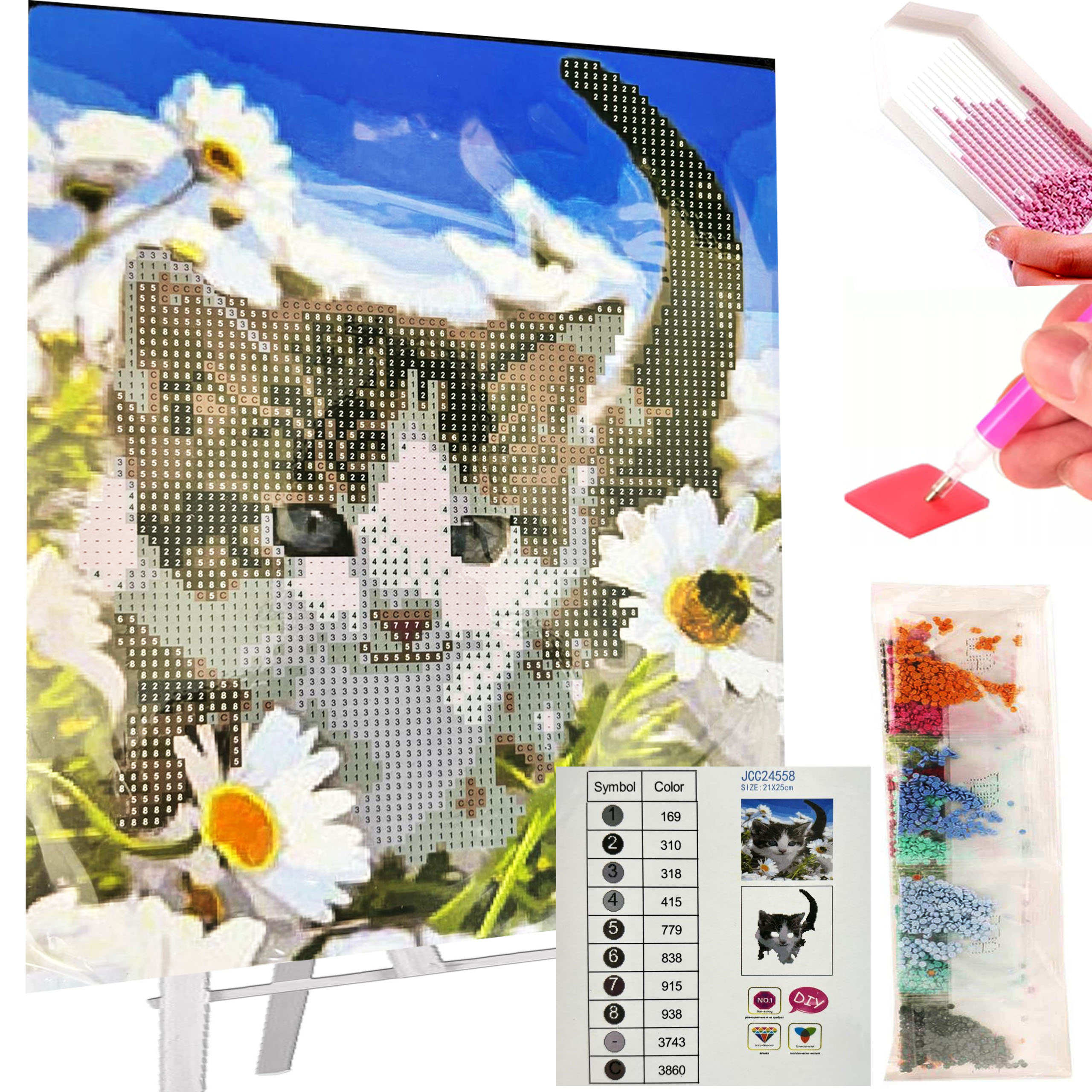 DIAMOND PAINTING HAFT DIAMENTOWY MOZAIKA ZESTAW SZTALUGA 21x25cm DLA DZIECI - obrazek 10