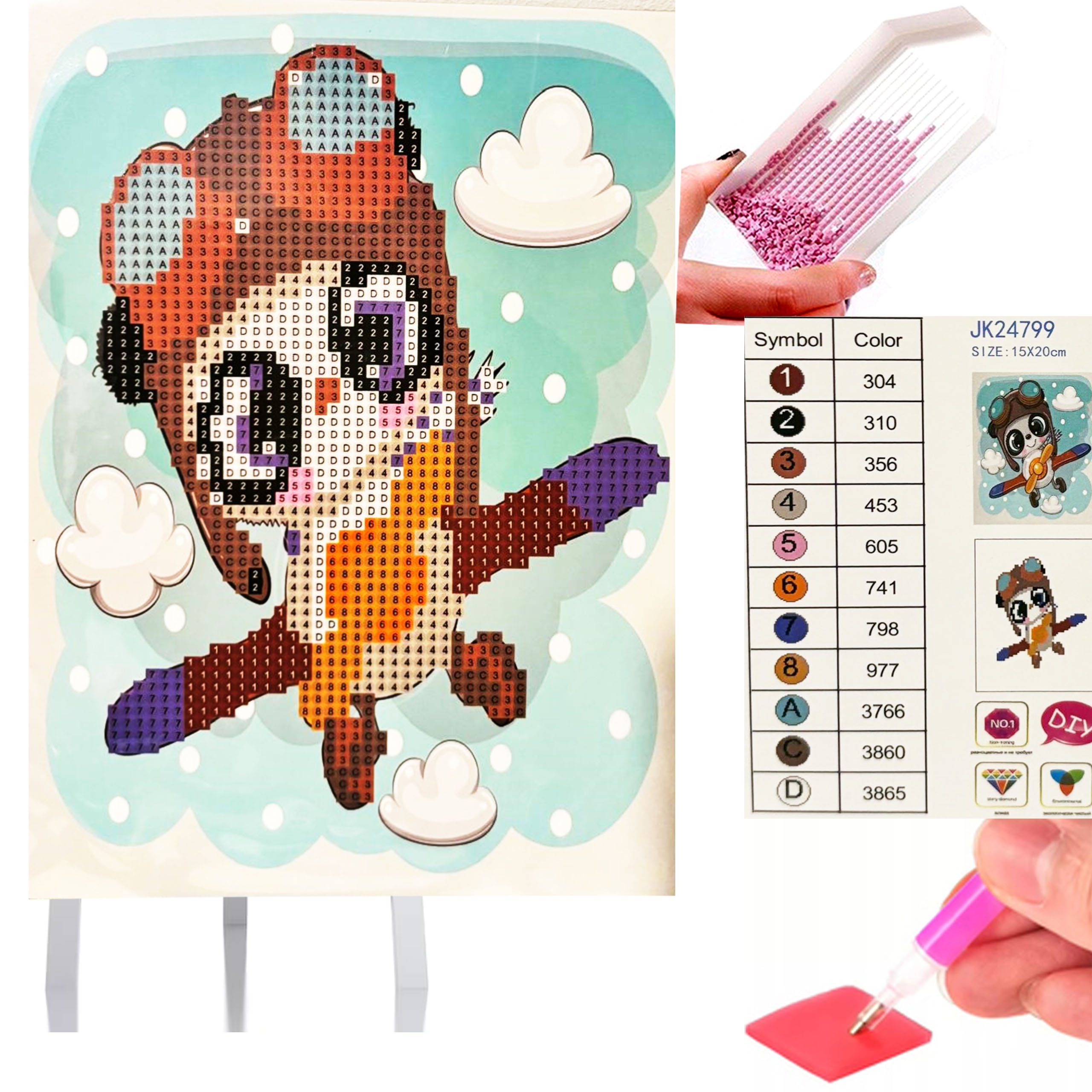 DIAMOND PAINTING HAFT DIAMENTOWY MOZAIKA ZESTAW SZTALUGA 15x20cm DLA DZIECI - obrazek 11