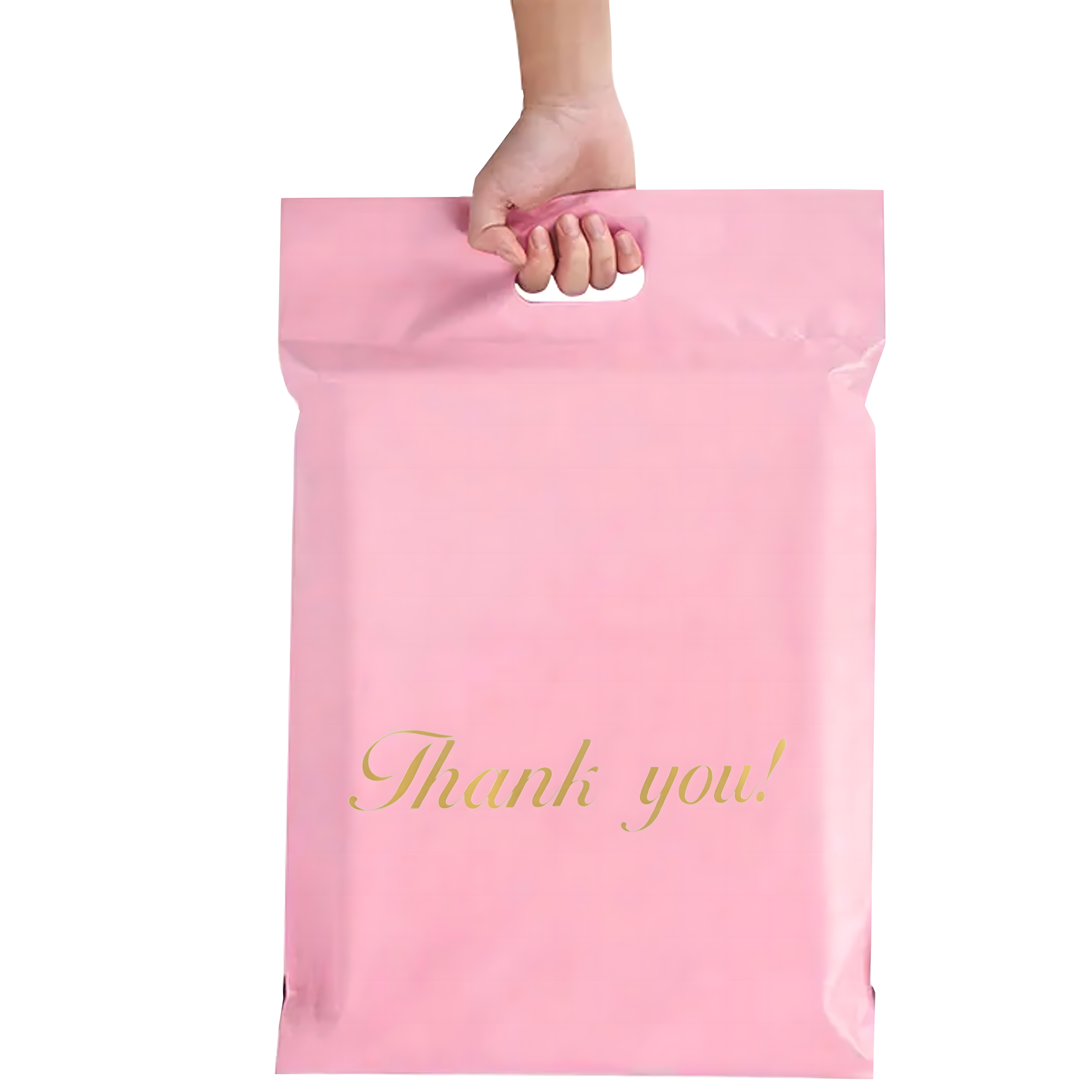 FOLIOPAKI KURIERSKIE Z RĄCZKĄ RÓŻOWE 310x420+70cm 50szt THANK YOU - obrazek 4