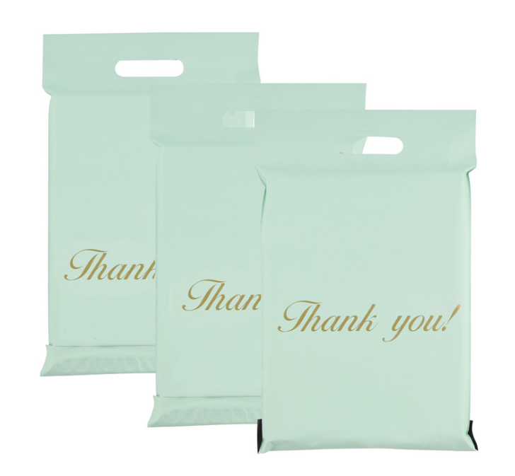 FOLIOPAKI KURIERSKIE MIĘTOWE Z RĄCZKĄ 500x600+70 50szt THANK YOU - obrazek 3