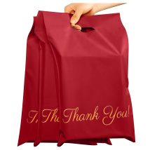 FOLIOPAKI KURIERSKIE CZERWONE Z RĄCZKĄ 310×420+70 50szt THANK YOU