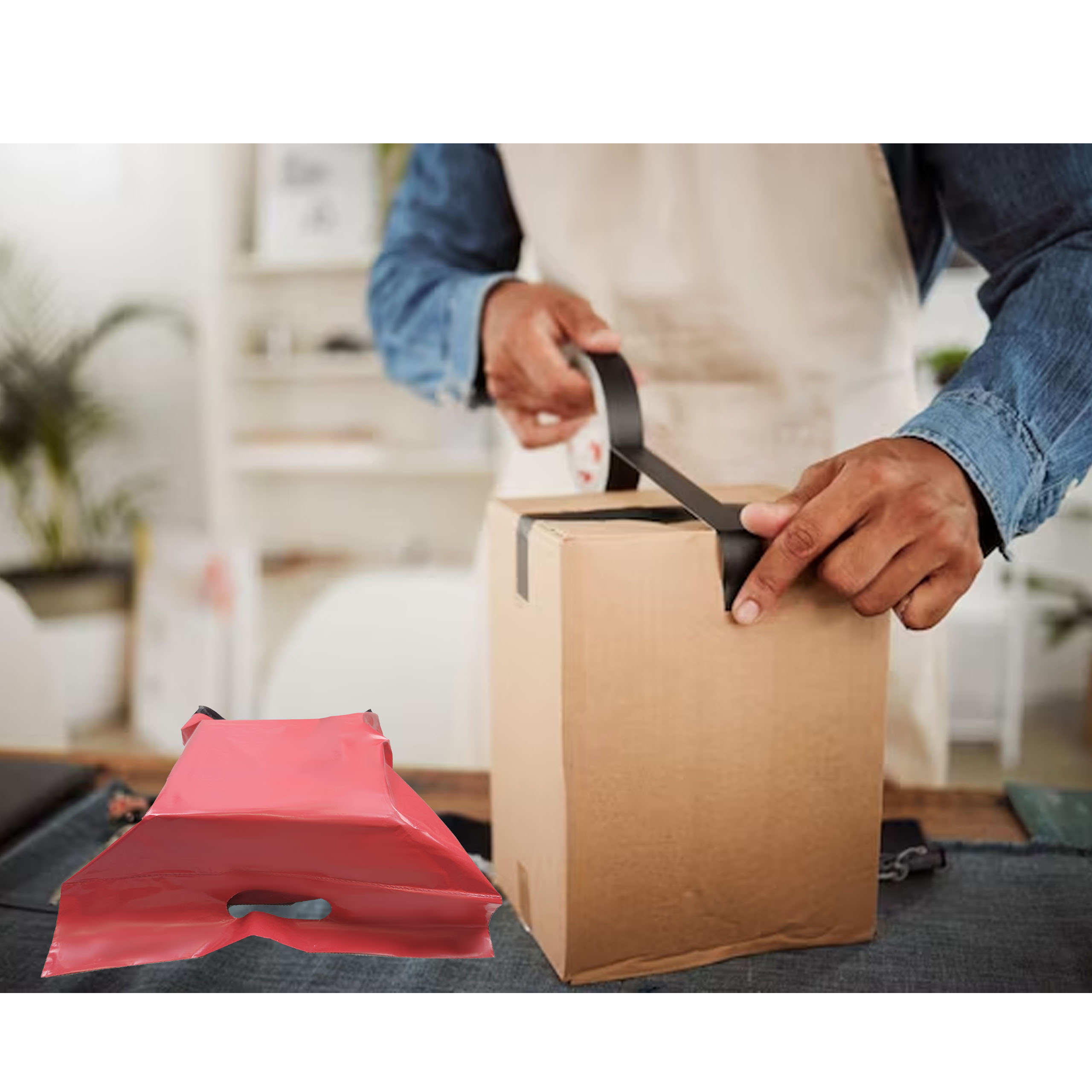 FOLIOPAKI KURIERSKIE CZERWONE Z RĄCZKĄ 500x600+70 50szt THANK YOU - obrazek 6