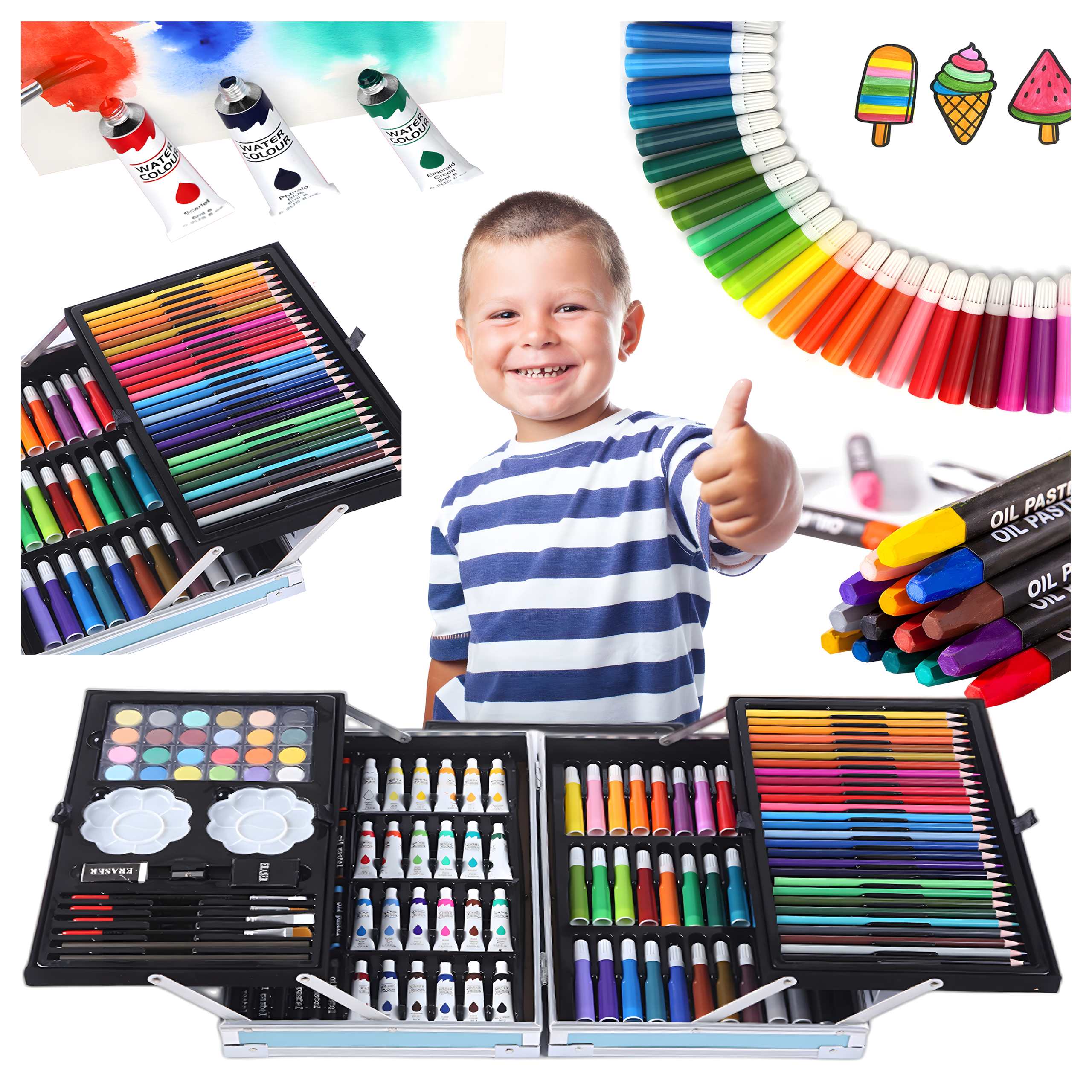 Zestaw do Malowania dla Dzieci Artystyczny Plastyczny Kredki 145 el Walizka