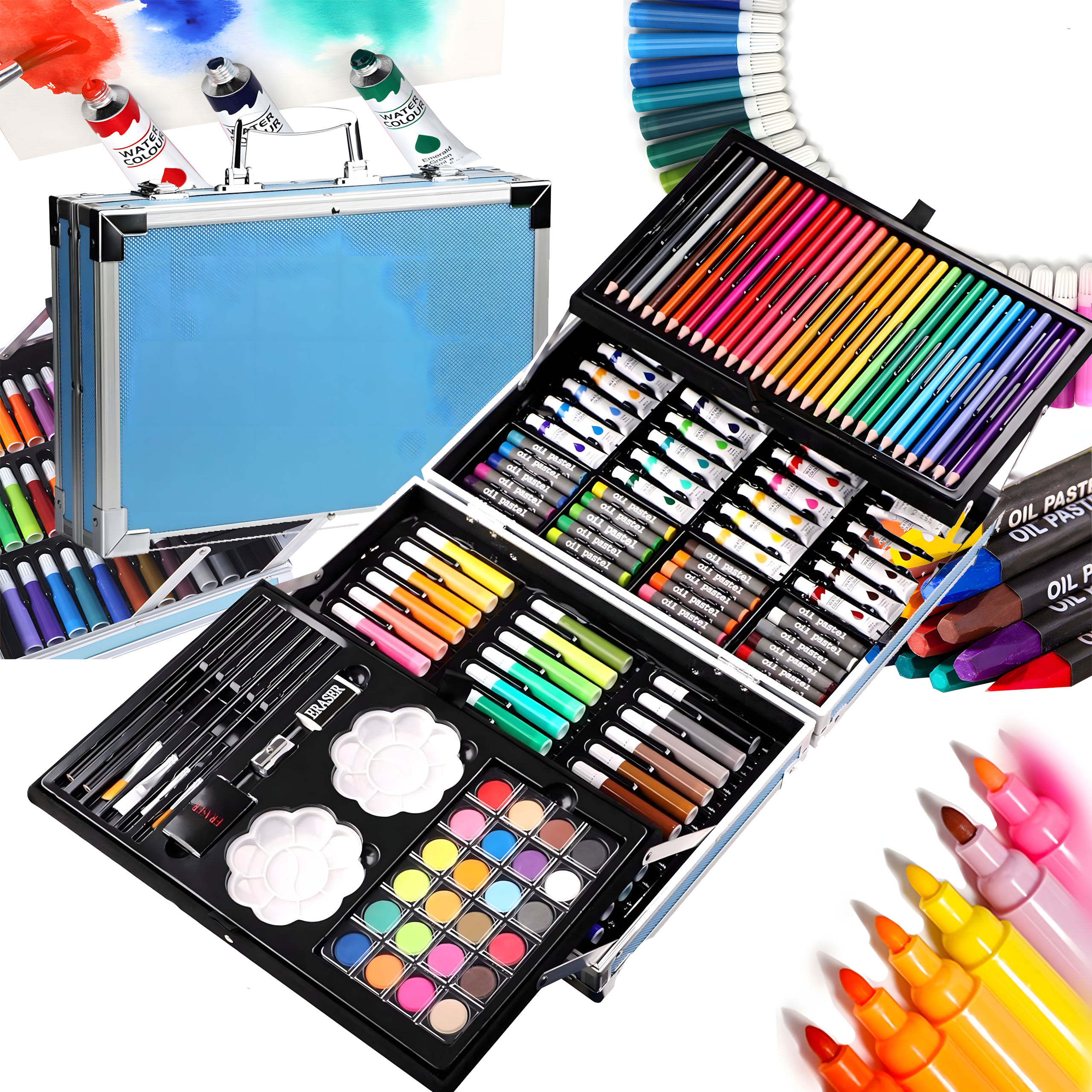 Zestaw do Malowania dla Dzieci Artystyczny Plastyczny Kredki 145 el Walizka - obrazek 4