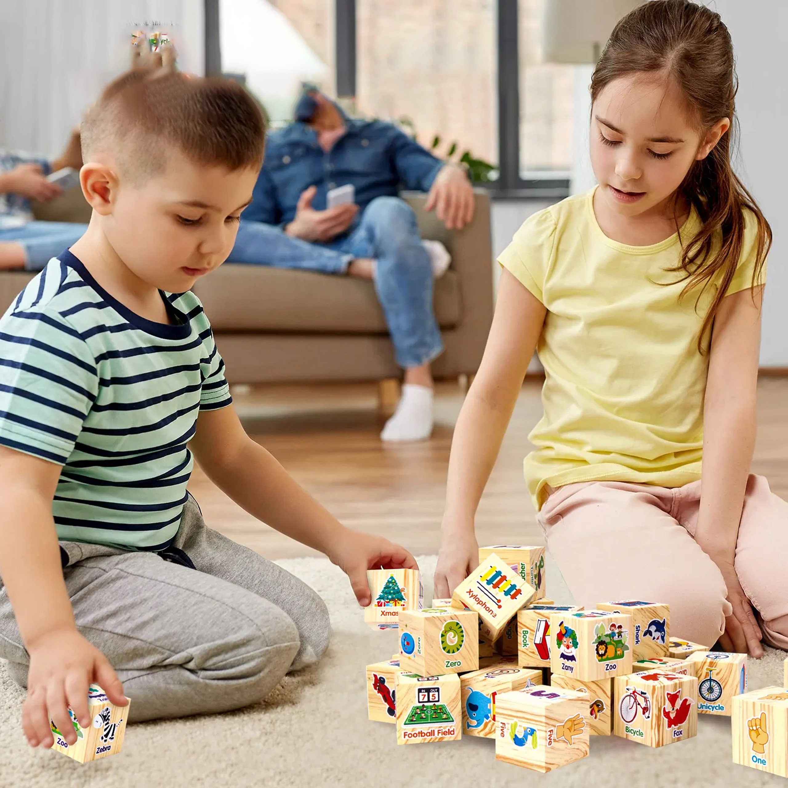 KLOCKI EDUKACYJNE PIANKOWE NAUKA ANGIELSKIEGO DLA DZIECI 20 ELE. - obrazek 7