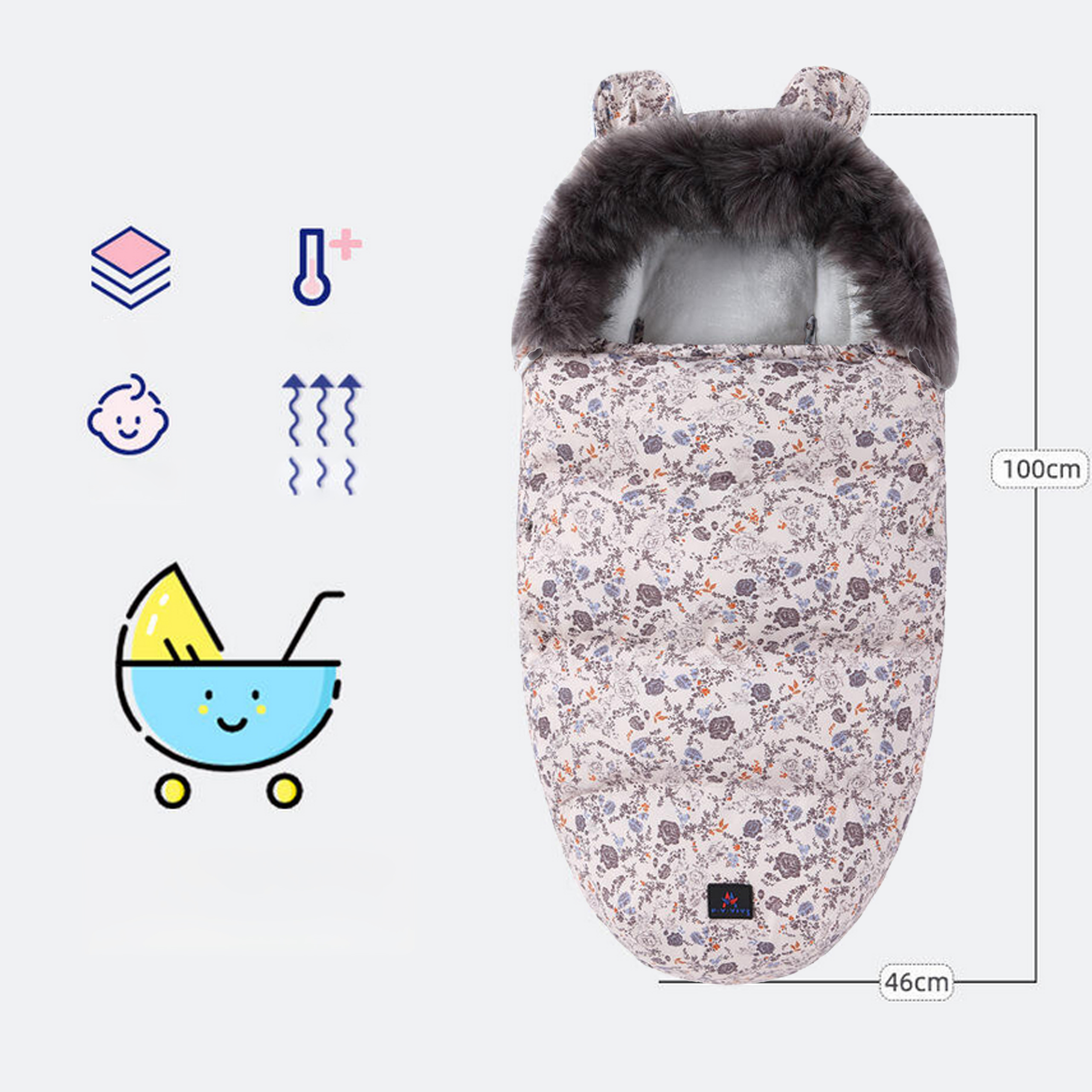 ŚPIWOREK PREMIUM DO WÓZKA GONDOLI SANEK CIEPŁY Z FUTERKIEM ŚPIWÓR OCIEPLANY - obrazek 8