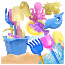 Wiaderko Foremki 9 szt Zabawek Plażowych Ogrodowych do Piaskownicy Dzieci