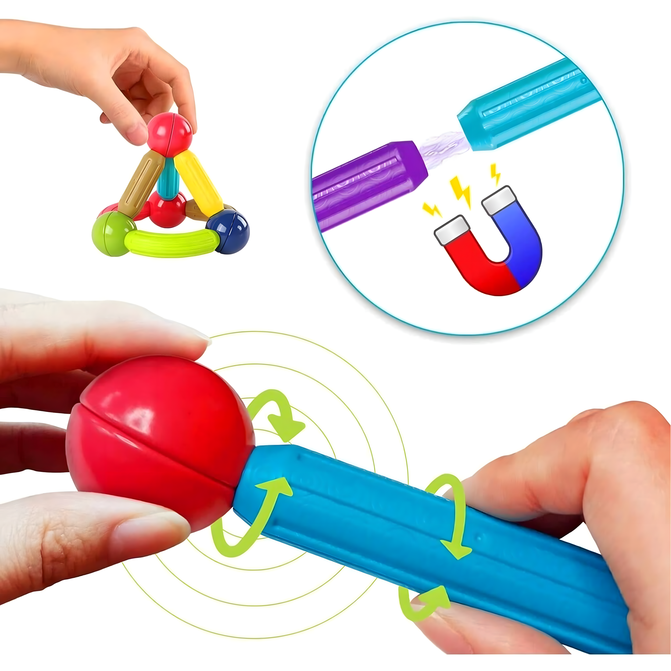 Klocki Magnetyczne Edukacyjne Kreatywne Magnetic Sticks 27 Elementów - obrazek 4