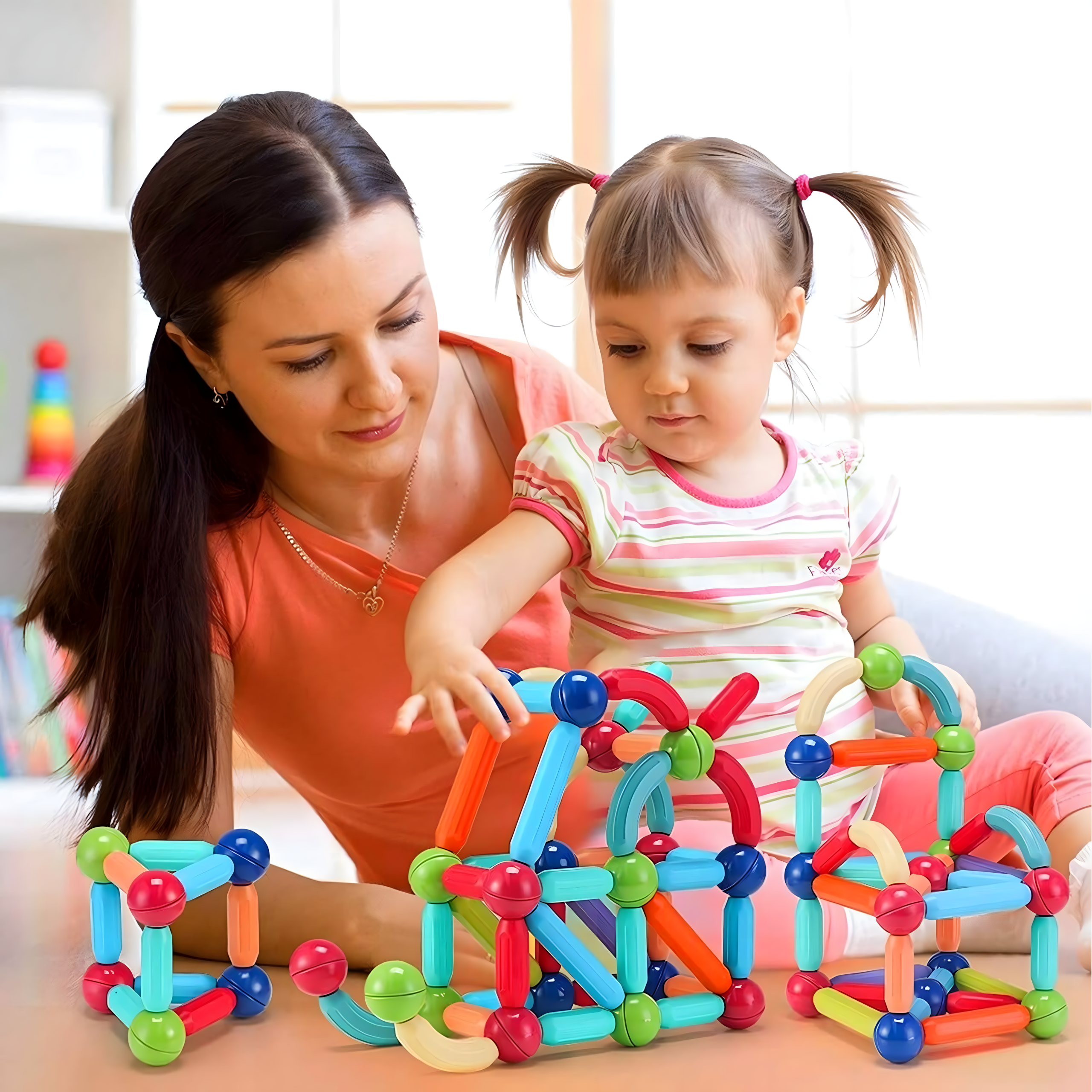 Klocki Magnetyczne Edukacyjne Kreatywne Magnetic Sticks 27 Elementów - obrazek 6