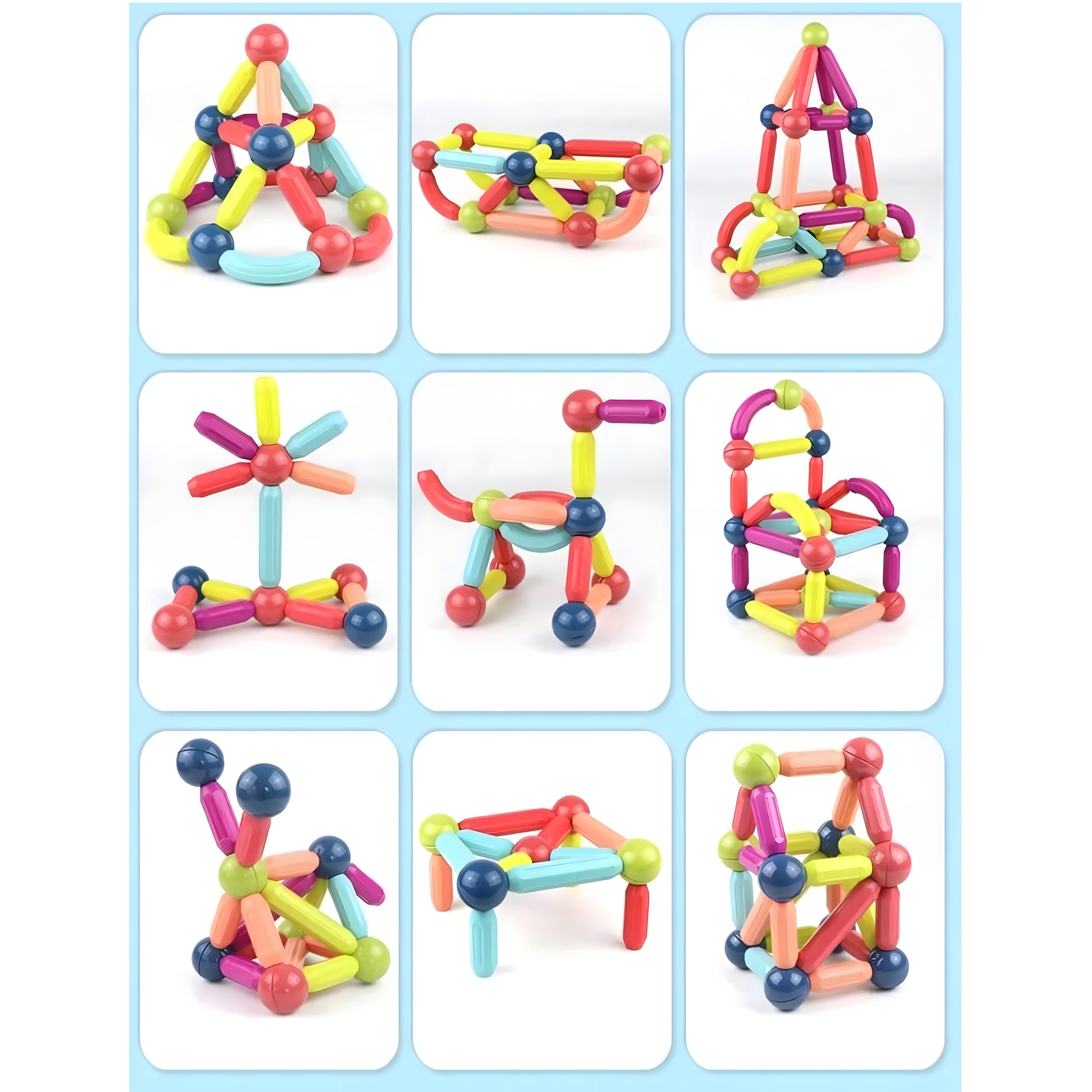 Klocki Magnetyczne Edukacyjne Kreatywne Magnetic Sticks 27 Elementów - obrazek 9