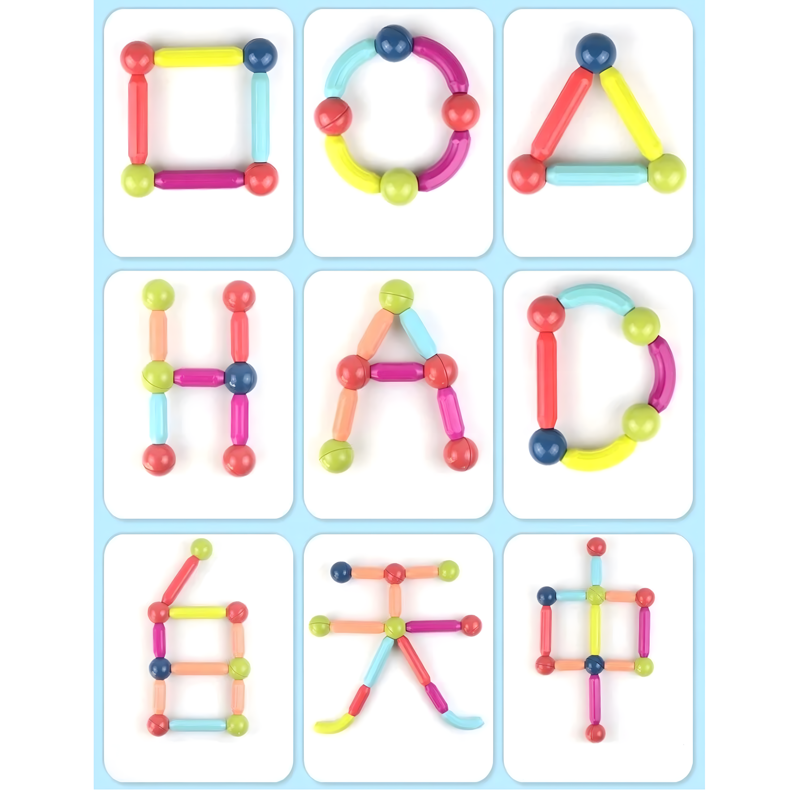 Klocki Magnetyczne Edukacyjne Kreatywne Magnetic Sticks 27 Elementów - obrazek 10