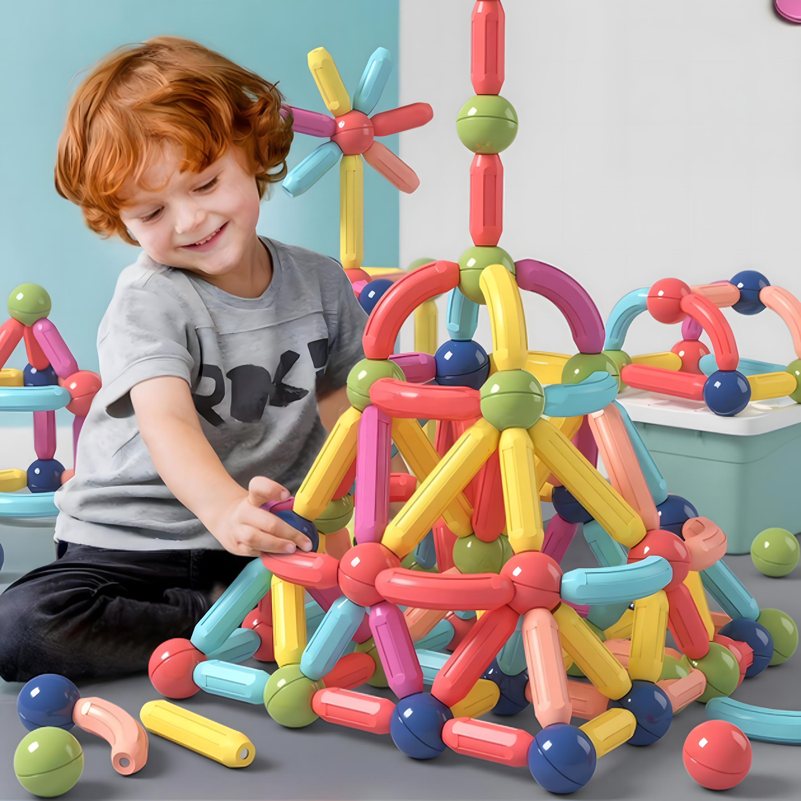 Klocki Magnetyczne Edukacyjne Kreatywne Magnetic Sticks 27 Elementów - obrazek 11