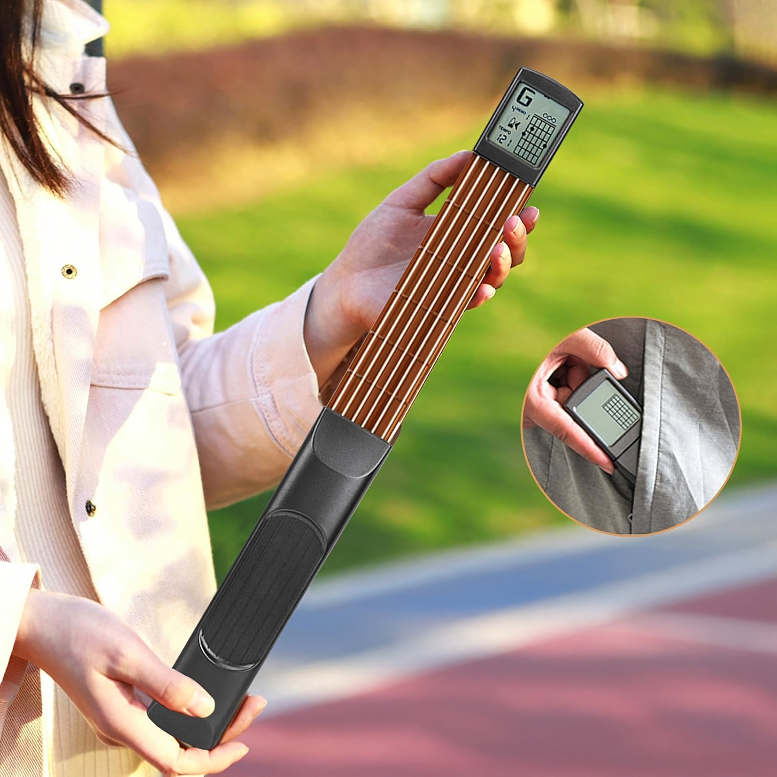 Cyfrowy Trener Trenażer Akordów Gitarowych z Ekranem Przenośna Mini Gitara - obrazek 3