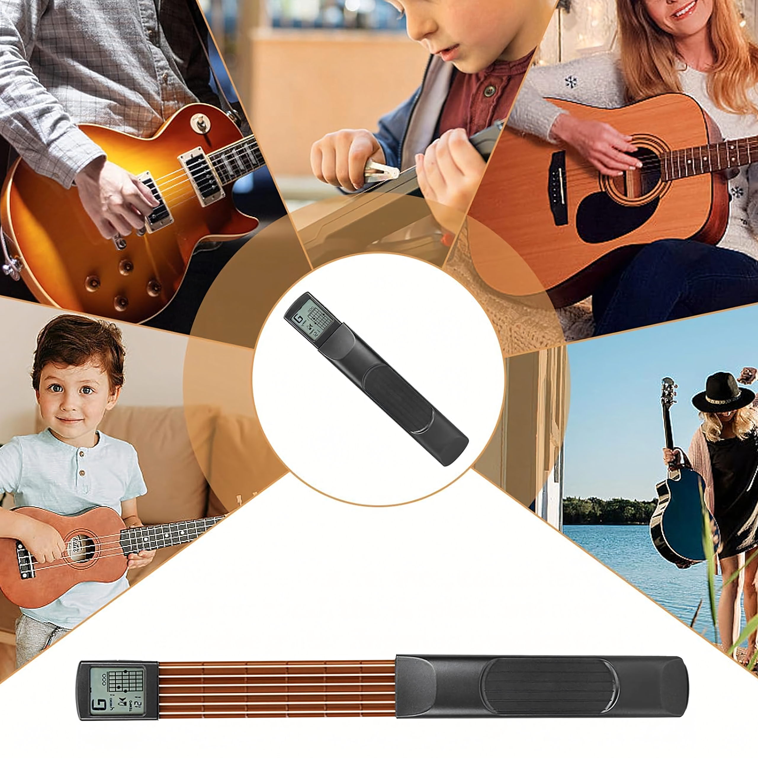 Cyfrowy Trener Trenażer Akordów Gitarowych z Ekranem Przenośna Mini Gitara - obrazek 7