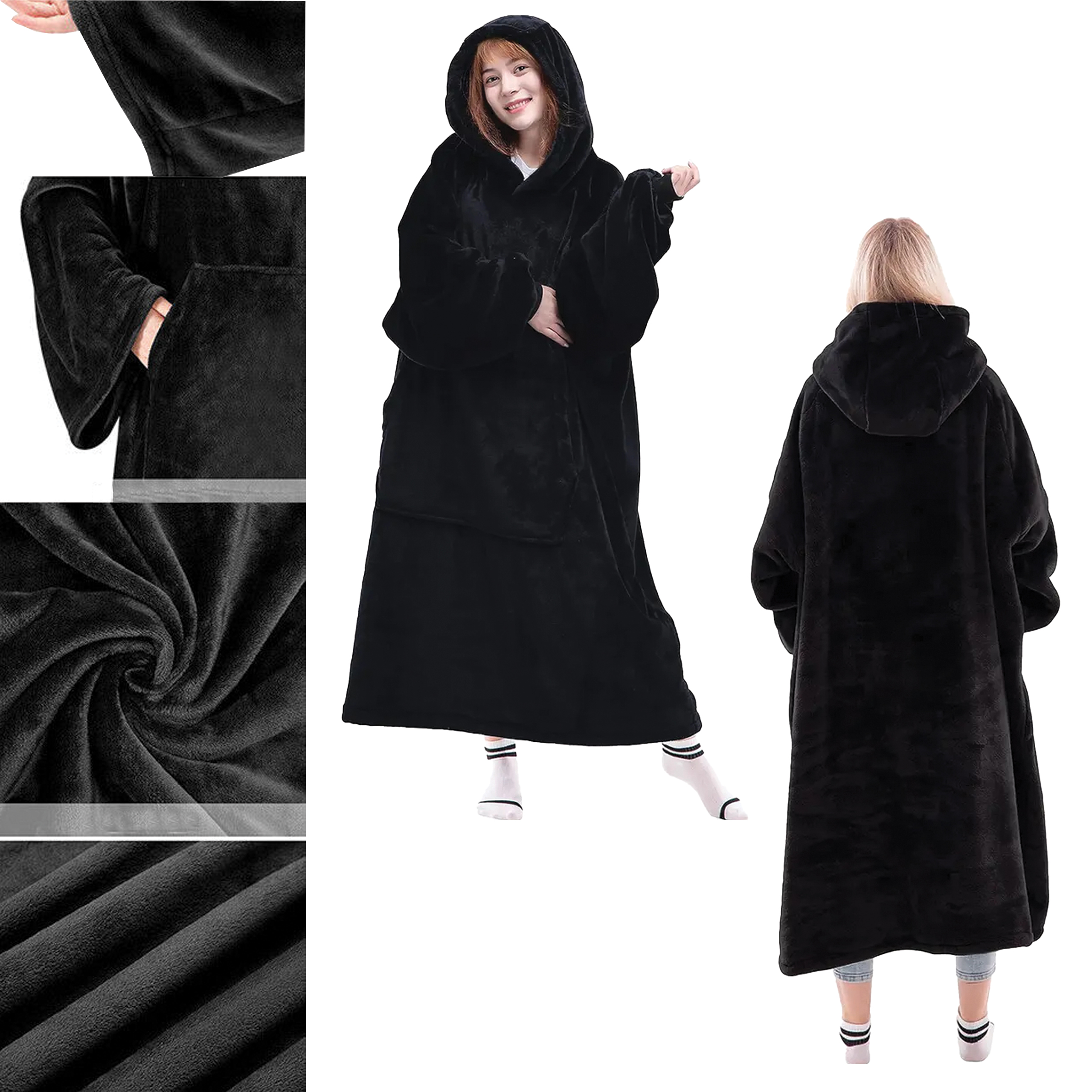 DUŻA BLUZA KOC KOCOBLUZA OVERSIZE GRUBA Z KAPTUREM SZLAFROK DAMSKA MĘSKA