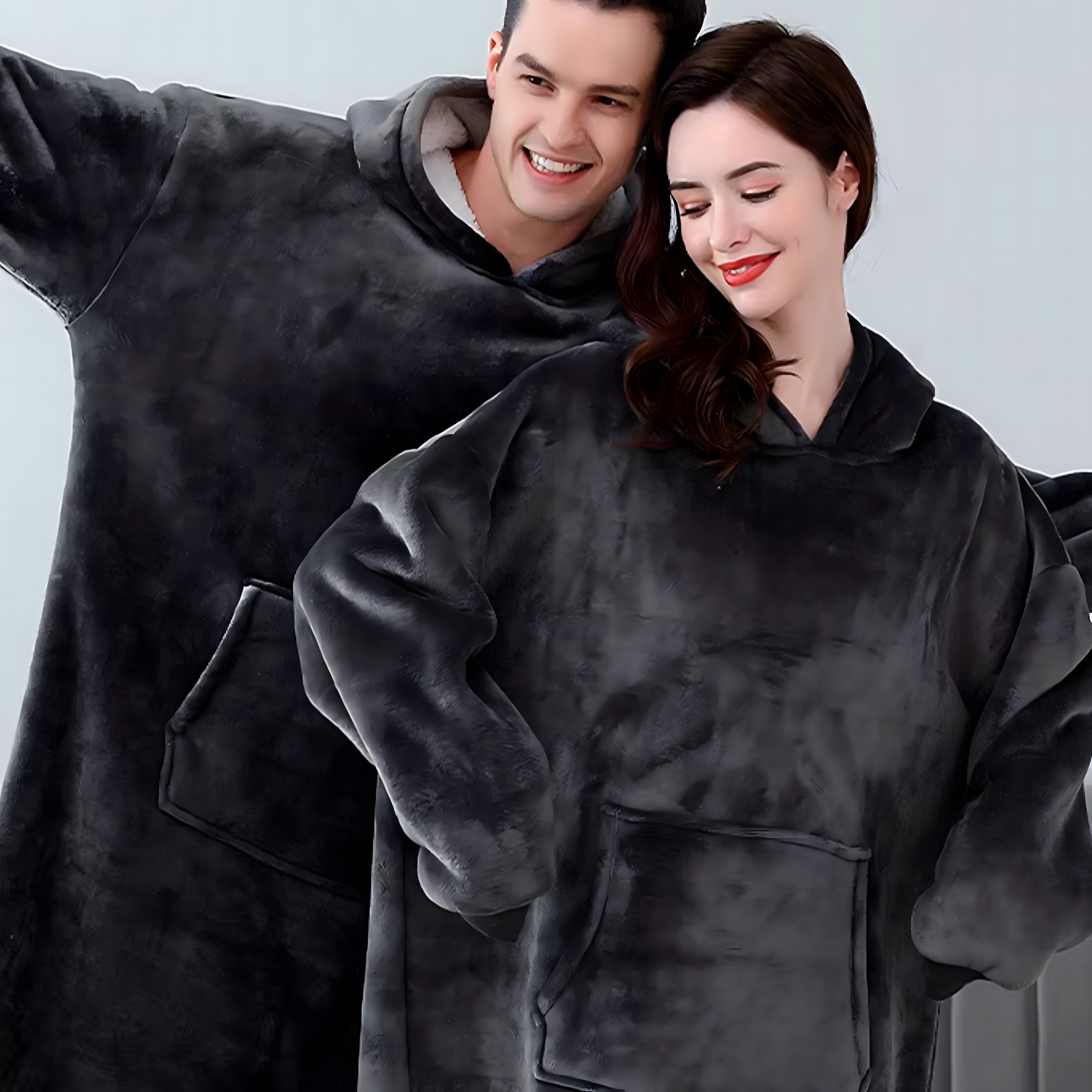 DUŻA BLUZA KOC KOCOBLUZA OVERSIZE GRUBA Z KAPTUREM SZLAFROK DAMSKA MĘSKA - obrazek 5